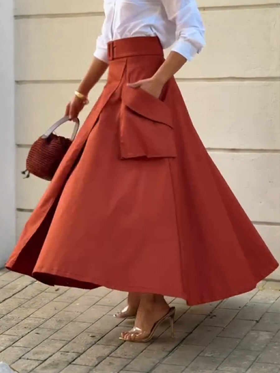 🔥Summer Arrivals🌟Comfortable Pocket Linen And Cotton A-line Skirt