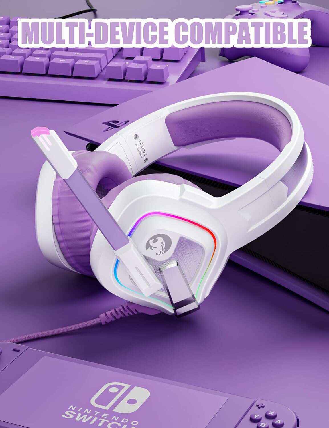 ZIUMIER Z66 Gaming Headset, Wired, Over-Ear, Noise Cancelling Mic, RGB Light, Stereo Surround Sound, Compatible with PS4, PS5, Xbox One, Laptop (Green)