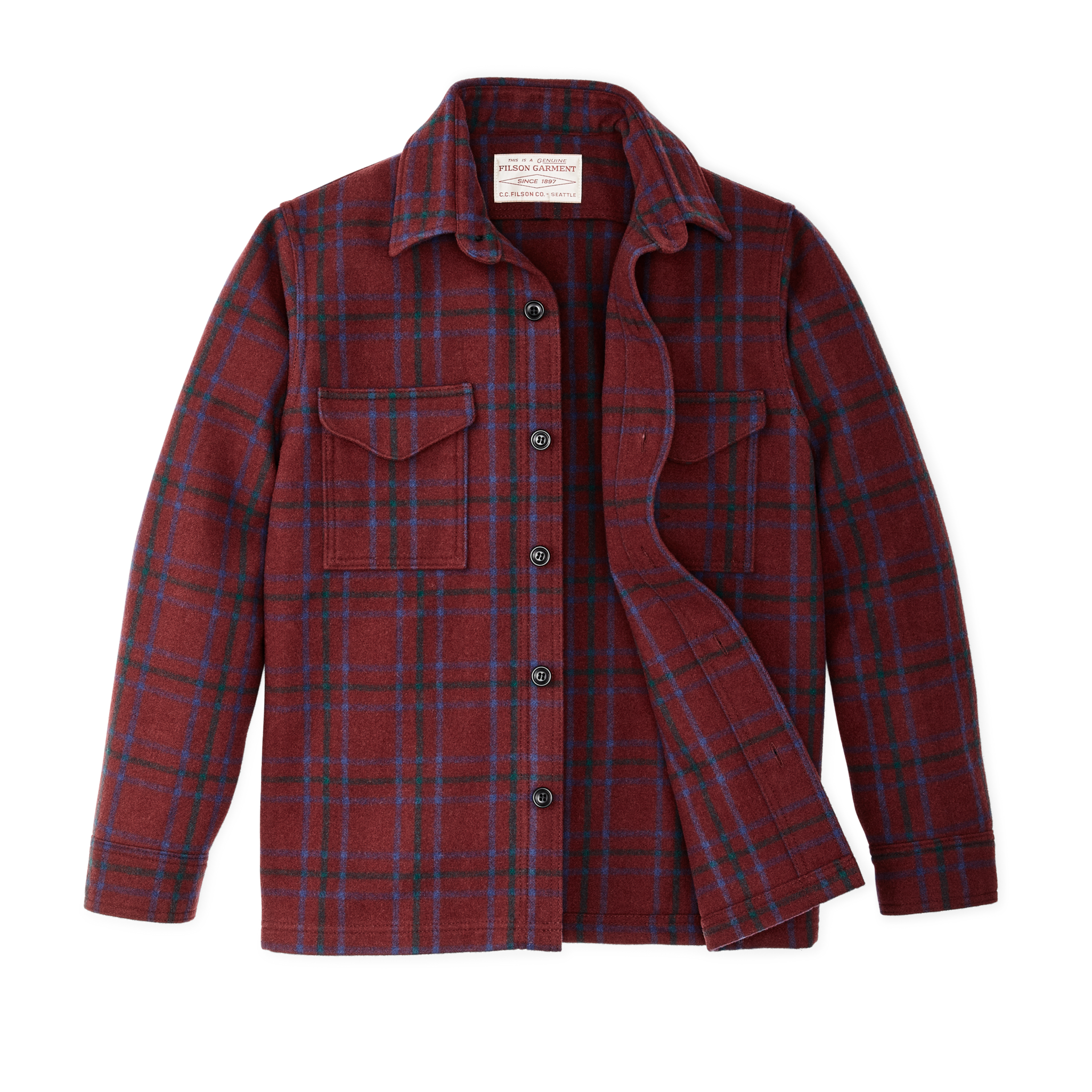 Seattle Wool Jac-shirt - Deep Red Blue Green