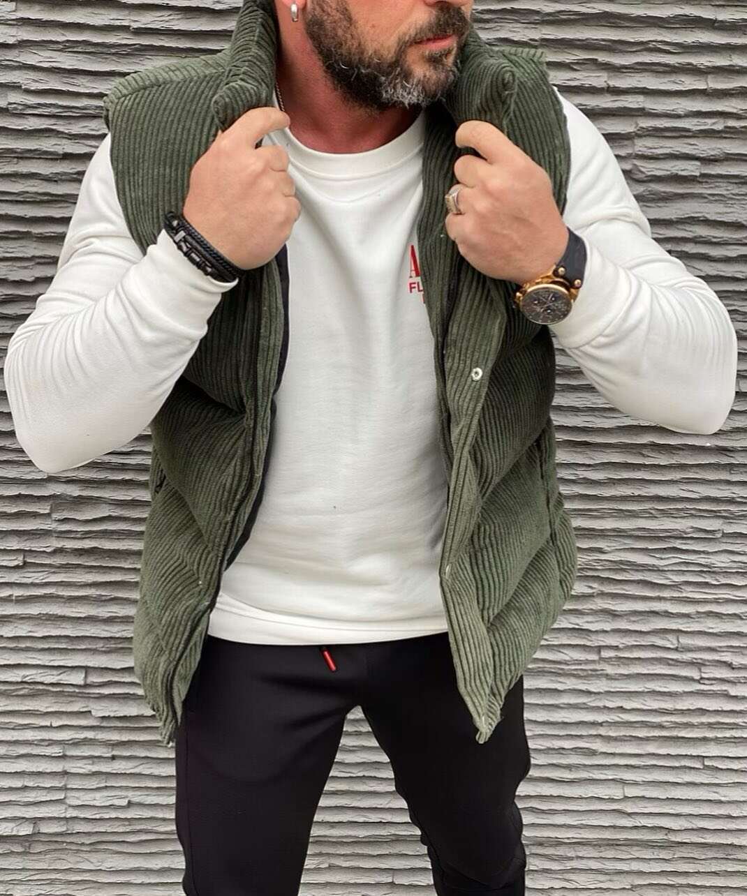 Men Solid Corduroy Sleeveless Coat