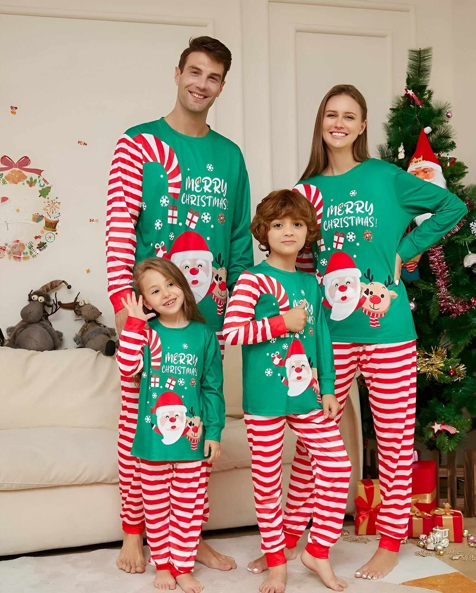 Kids Candy Cane Matching Family Christmas Pajamas