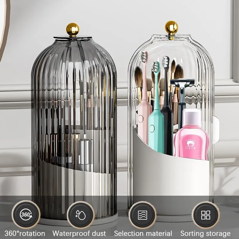 🔥LAST DAY-69 % OFF🔥 360° Spinning Toothbrush & Makeup Brush Organizer-Dustproof