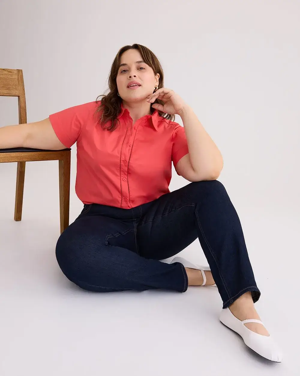 Poplin Blouse with Decorative Trims