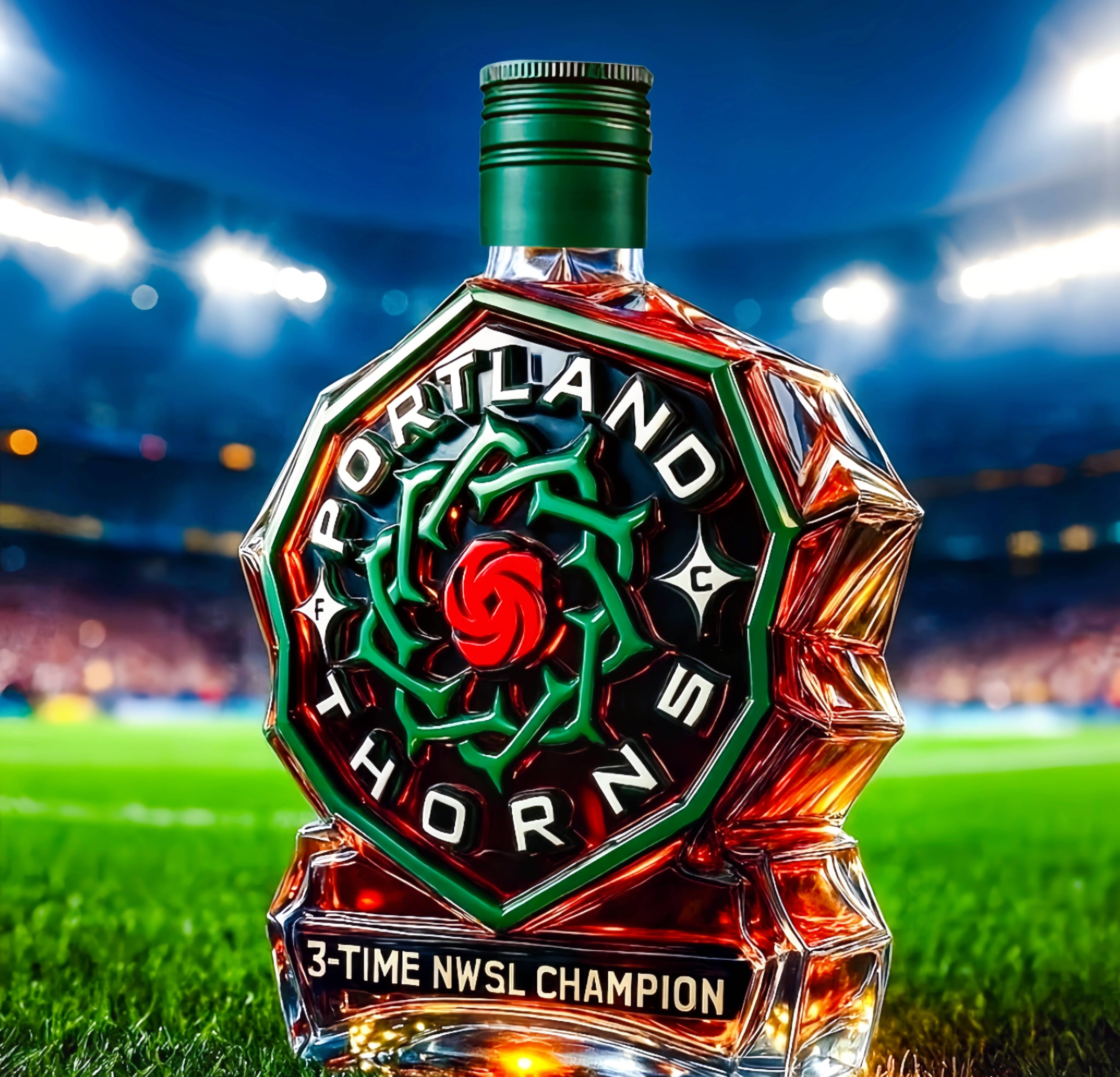 Portland Thorns FC 3-time NWSL champion whiskey bottle