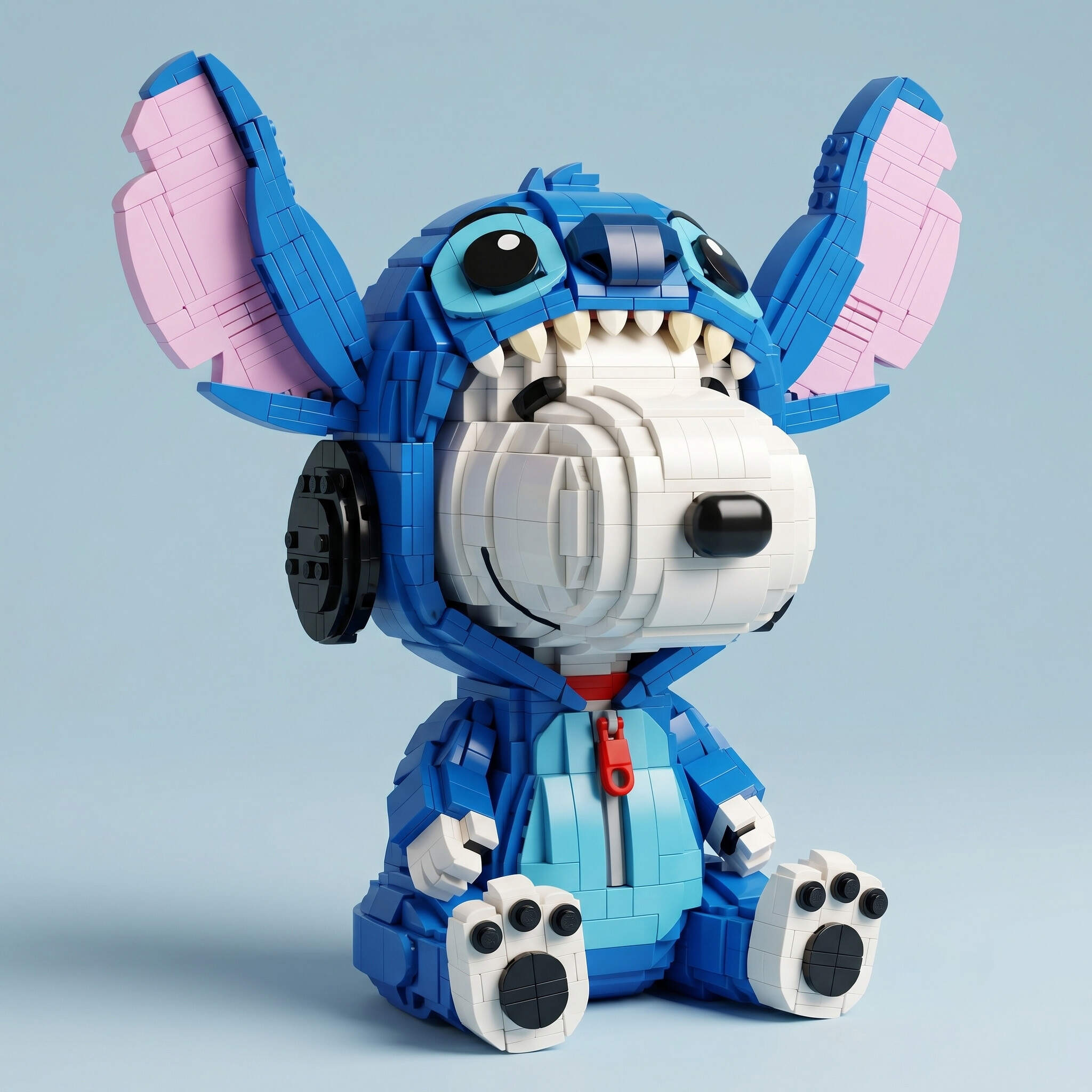 Adorable Blue Costume Puppy Collectible Building Blocks - Fun 3D Assembly Kit