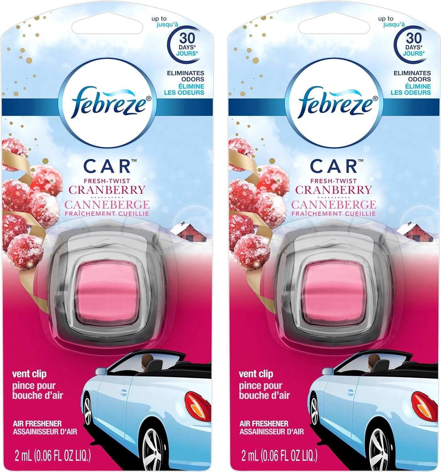 Febreze Car Air Fresheners, New Car Scent, Odor Eliminator for Strong Odors Car Vent Clips (2 Count)