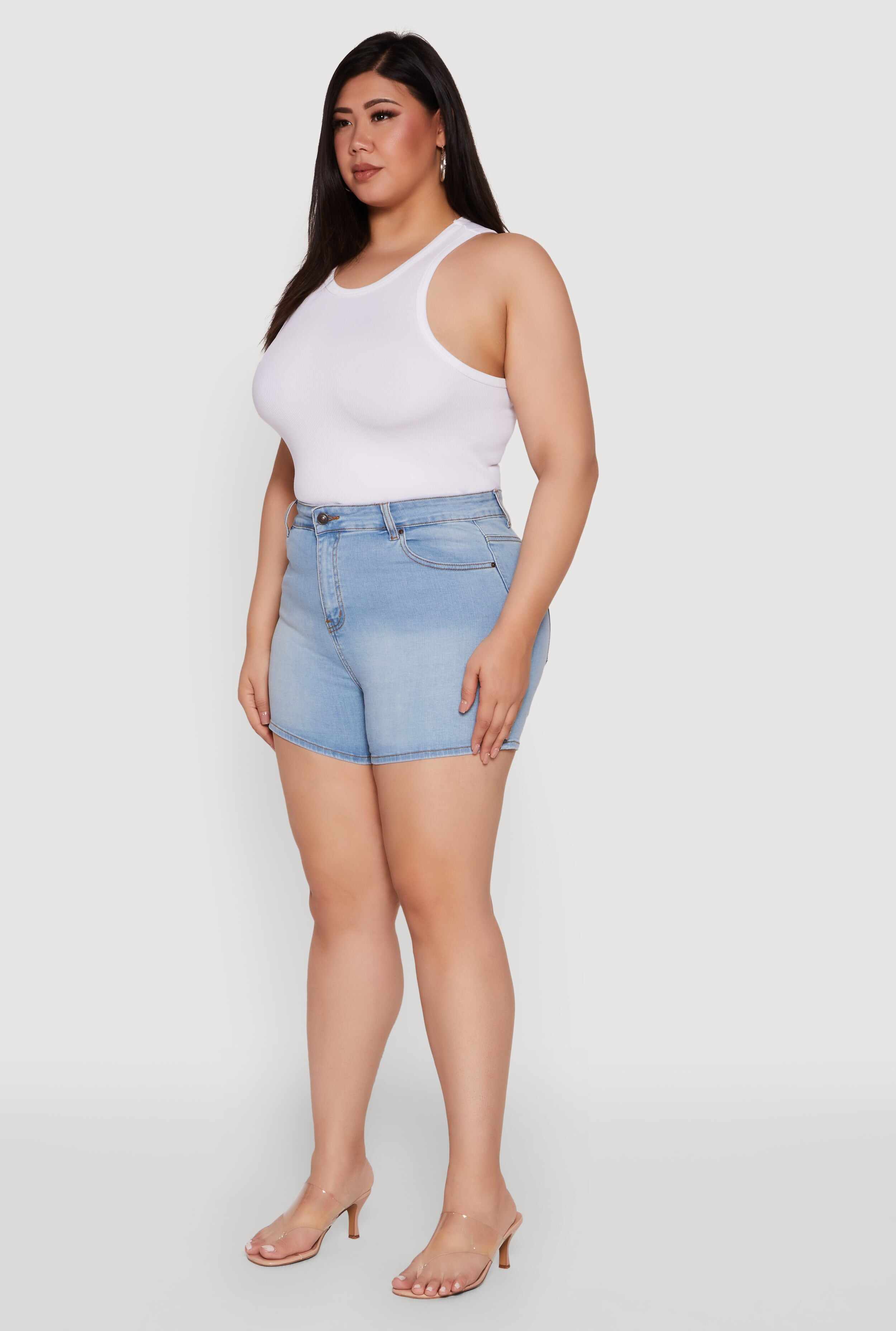 Plus Size WAX Basic Denim Shorts with Stretch