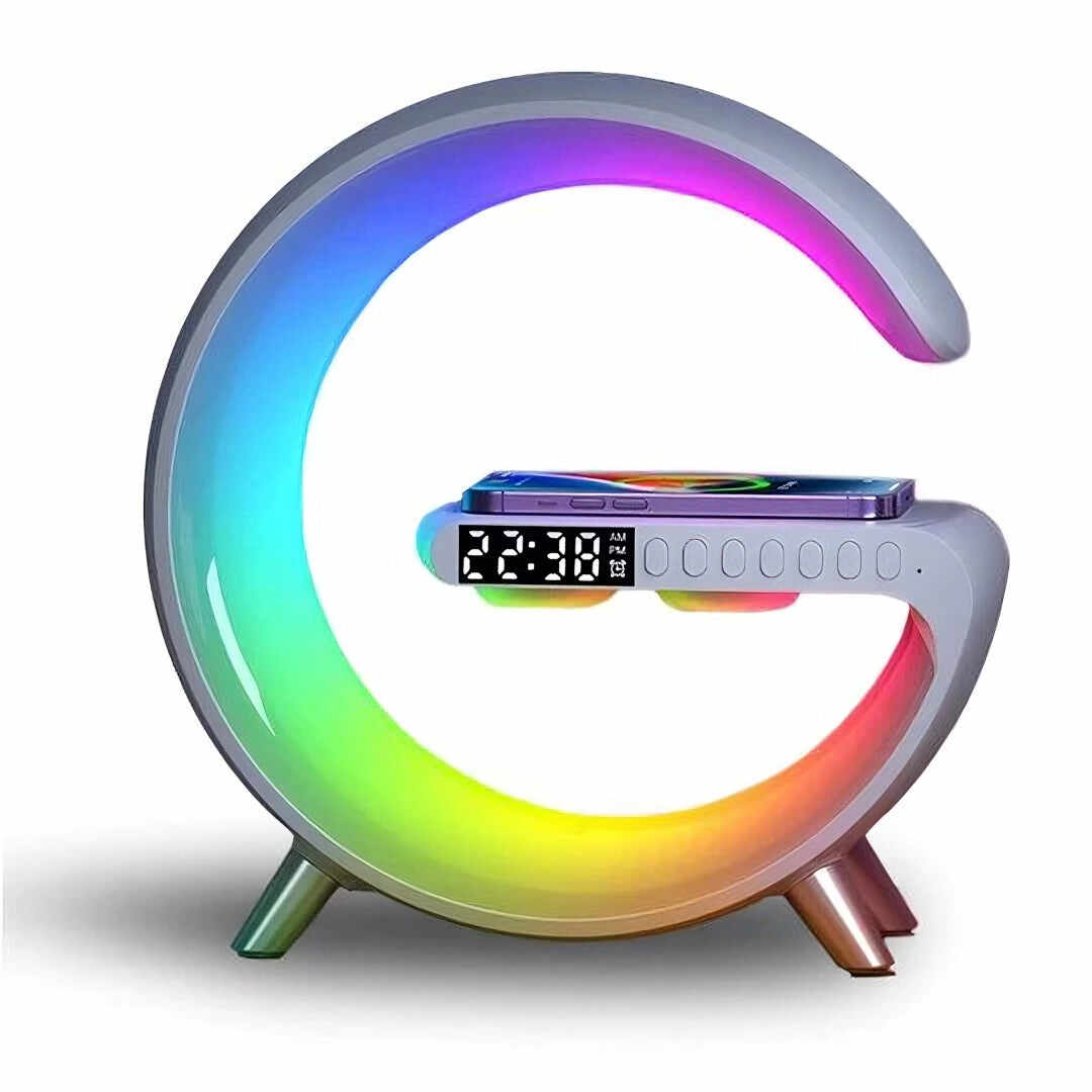 4-in-1 Alarm Clock, Mood Light, Speaker & Wireless Charger
