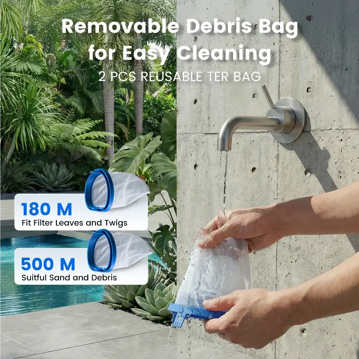 【Spring Cleaning】 New Upgrade PC18 Pool Vacuum for Above Ground Pool with Telescopic Pole, Running time up to 1H, Handheld Design with Powerful Suction up to 18.5 gallon/min Ideal for Leaves, Debris