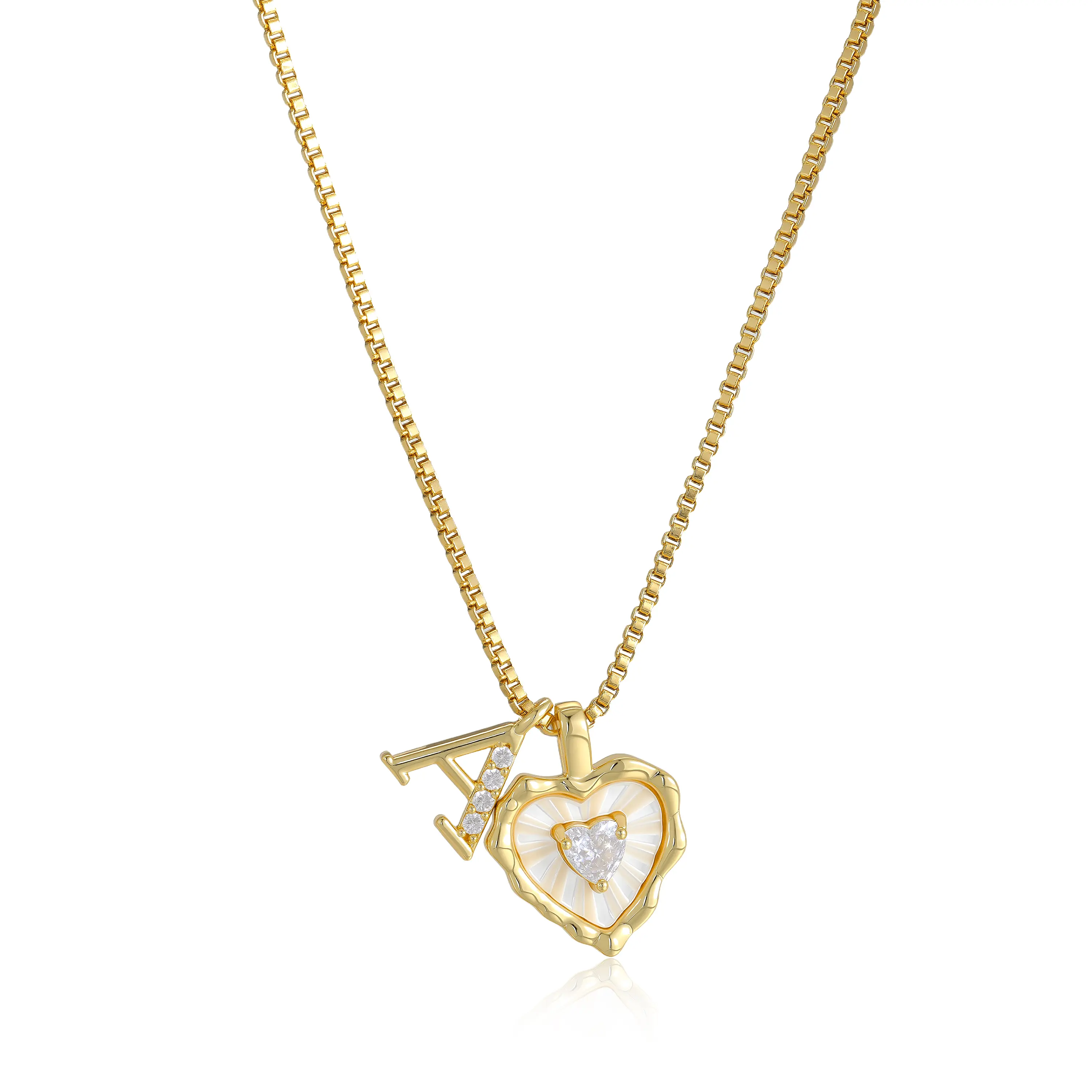 🔥Last Day 69% OFF ✨Gold Shell Heart CZ A-Z Initial Necklace, Valentine's Day Jewelry Gift