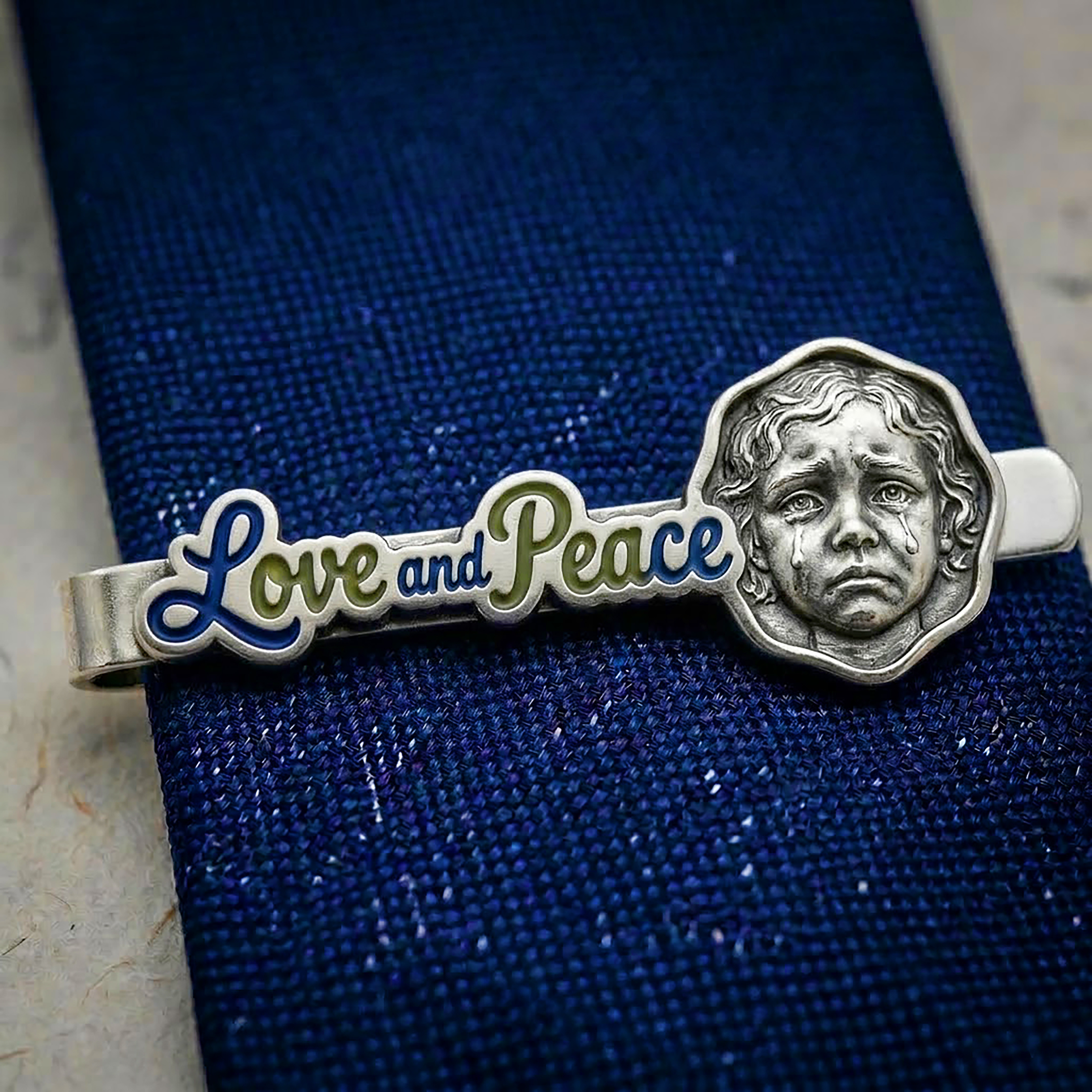 Anti-war theme tie clip