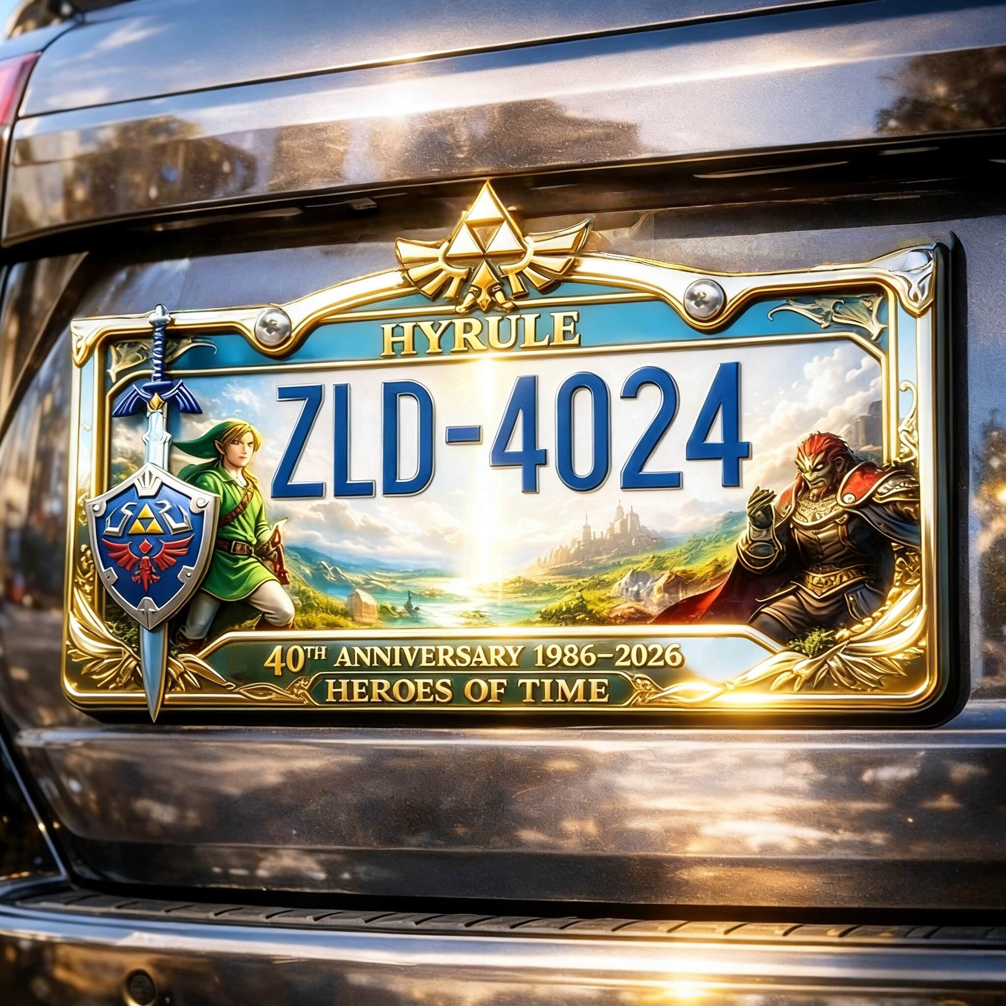 Hyrule “Heroes of Time”  40th Anniversary License Plate Frame