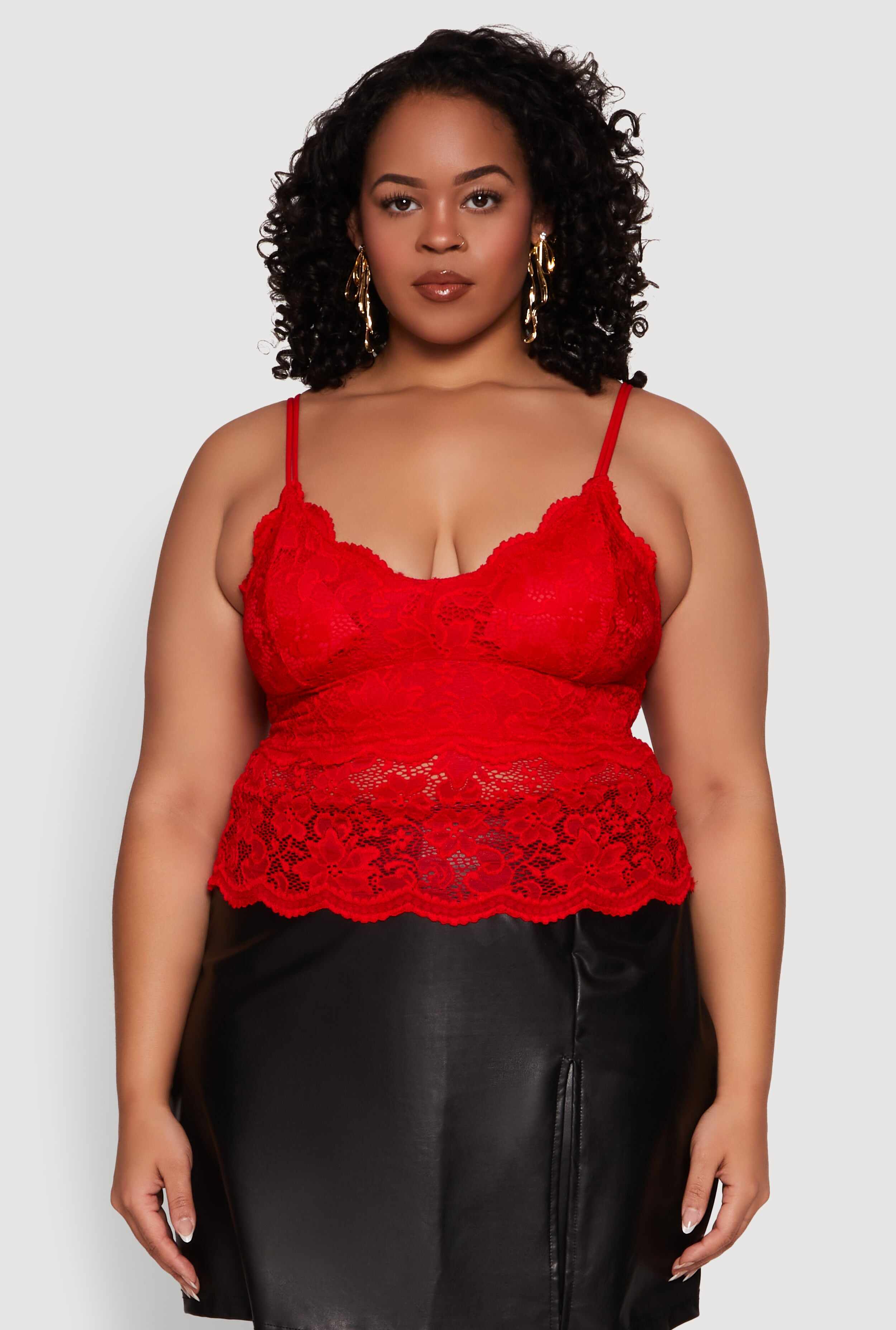 Plus Size Floral Lace Scoop Neck Cami