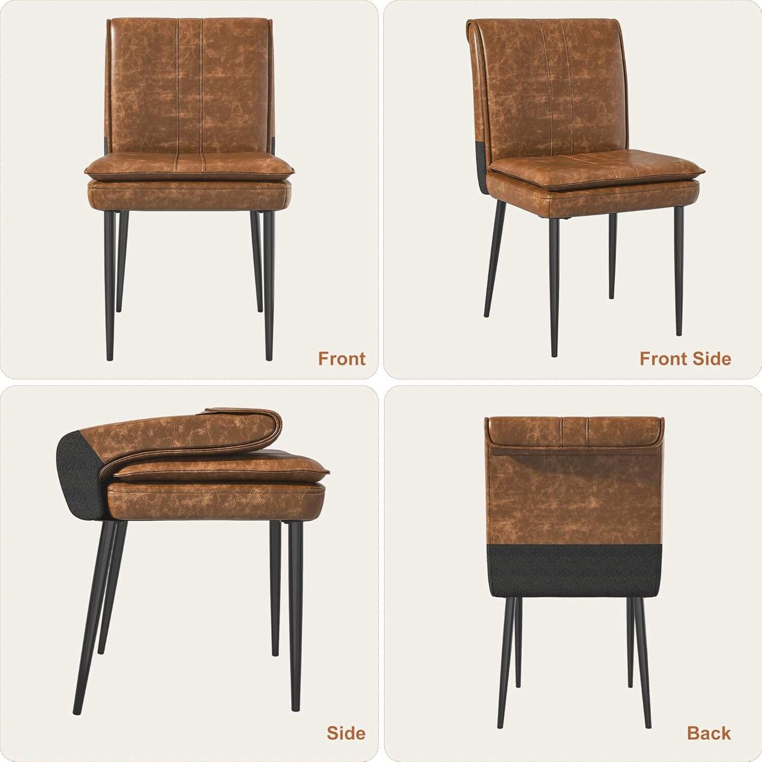 VECELO Upholstered PU Dining Chairs Set of 2