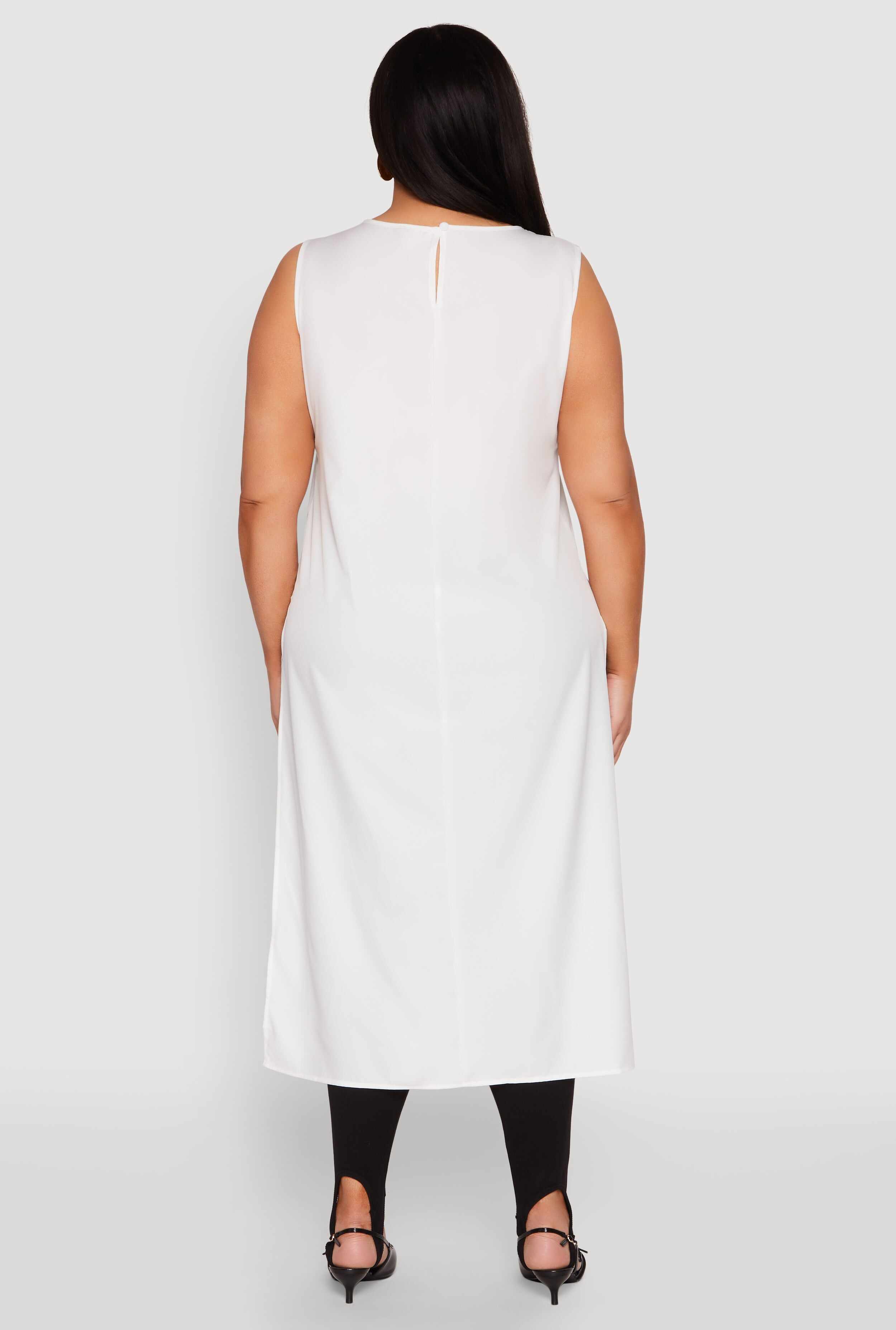 Plus Size Face Print Sleeveless High Low Maxi Top