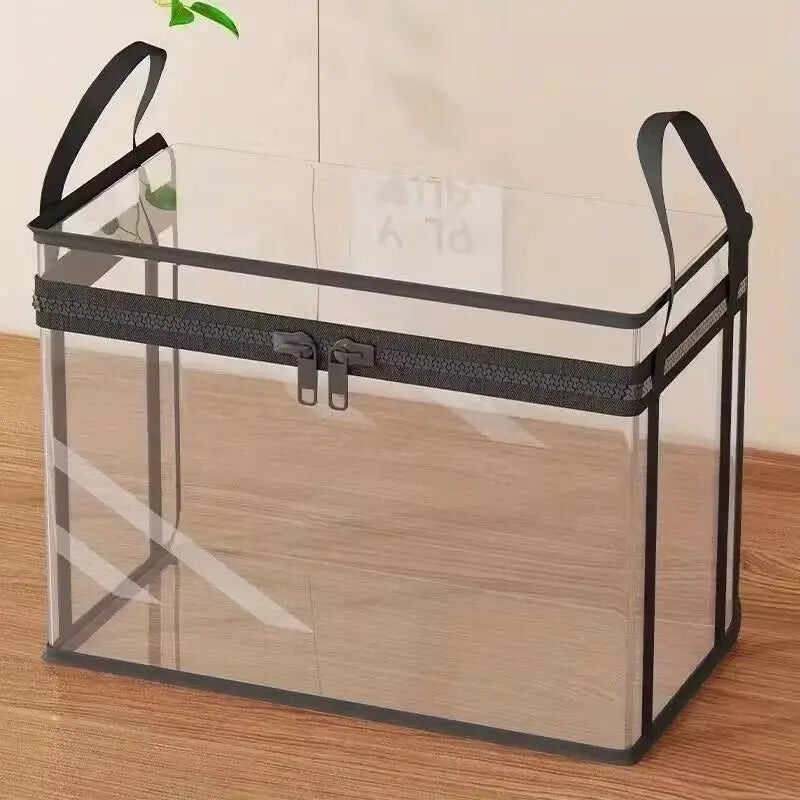 Large Clear Heavy Duty Storage Bin With Hinged Lid