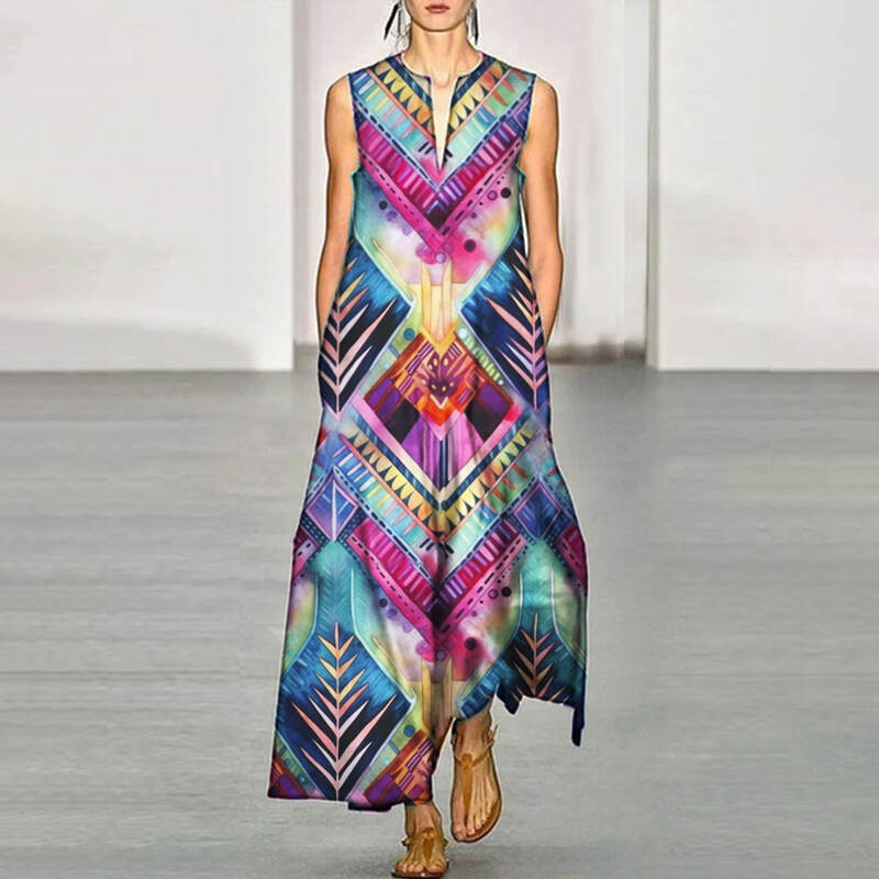 Bohemian Women's Casual Resort Sleeveless Long Dresses