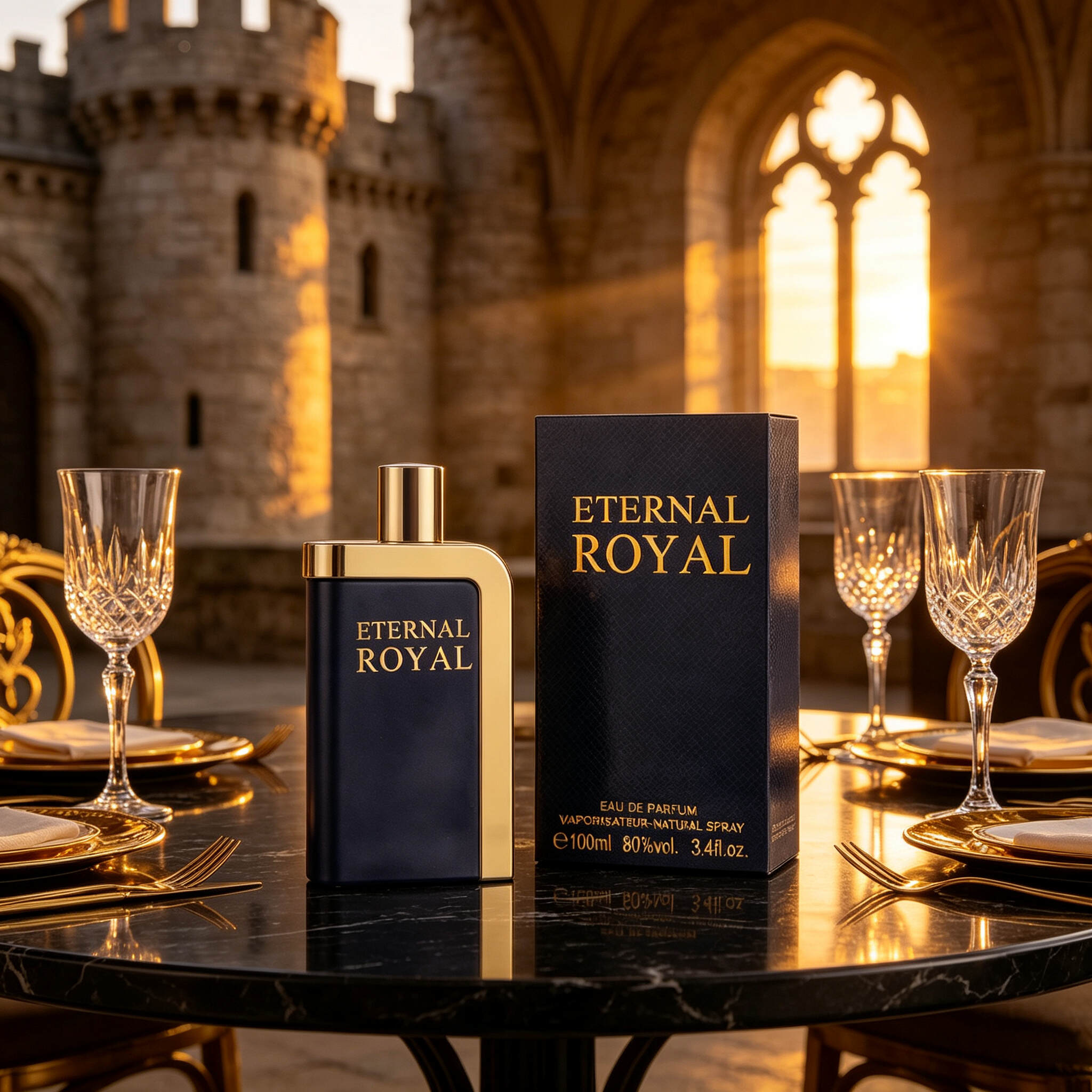 Eternal Royal Men Eau de Parfum 100ml, Gold & Silver Cologne Bottle