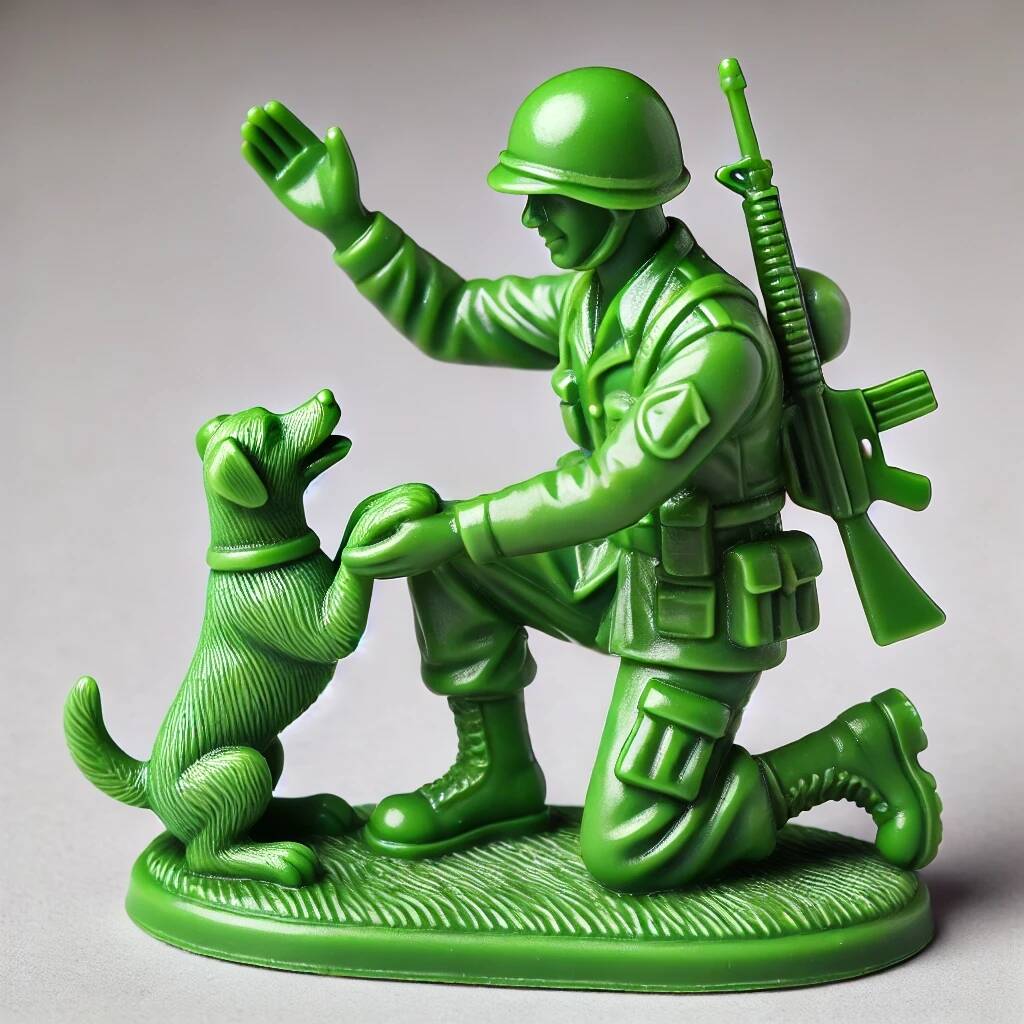 Funny Tease The Dog Green Army Man