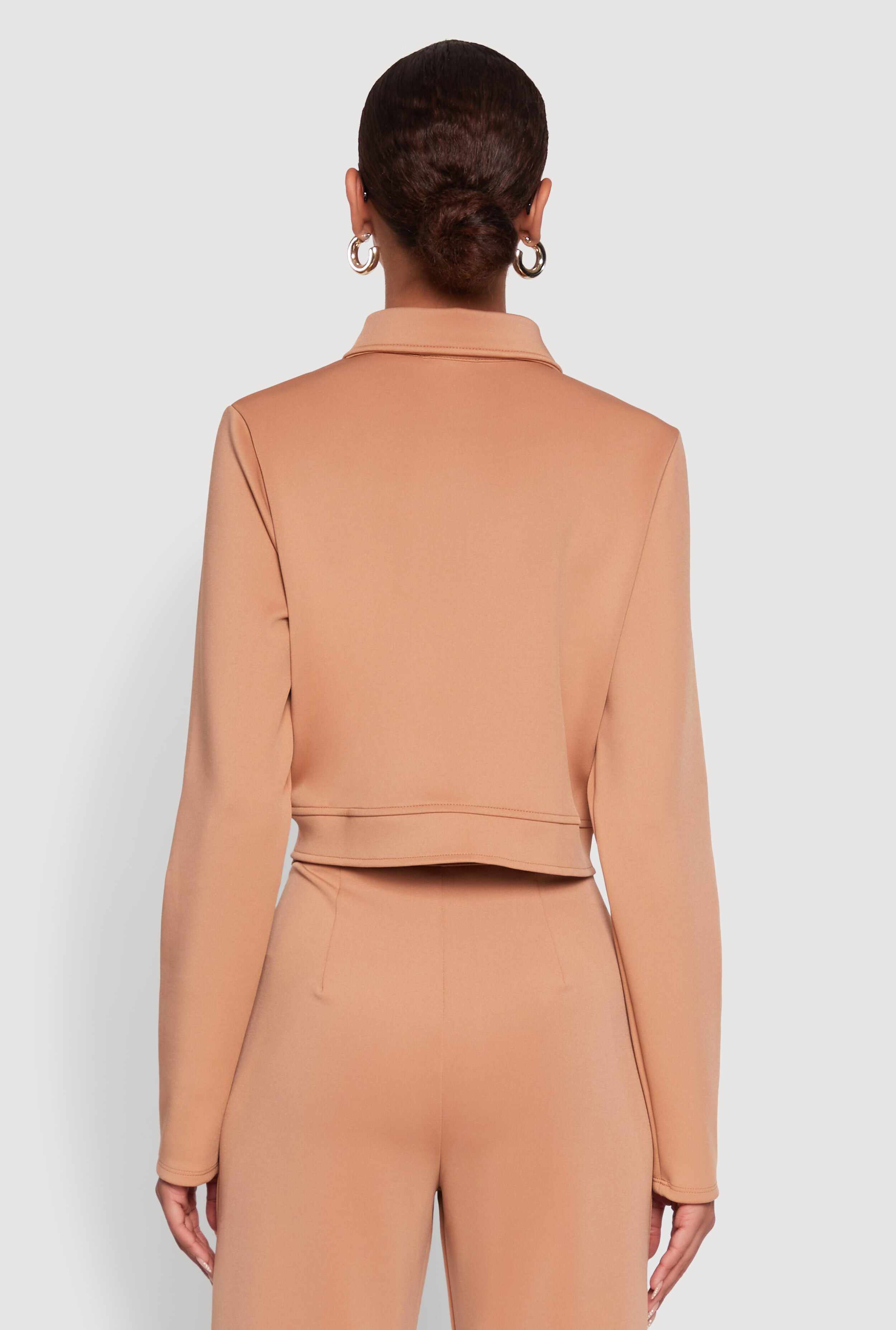 Scuba Metallic Button Front Cropped Shacket