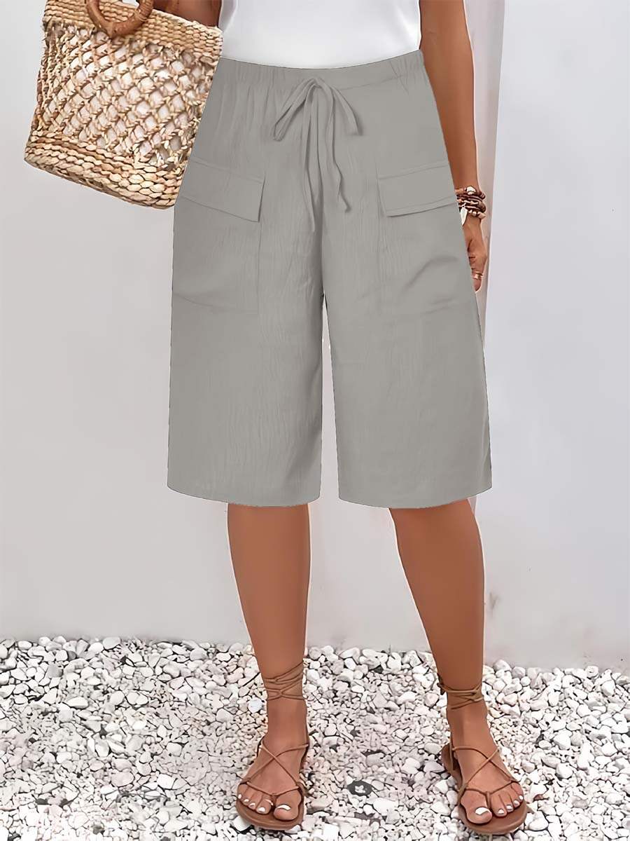 🔥Summer Arrivals🌟Women's Solid Color Casual Loose Stylish Pockets Shorts