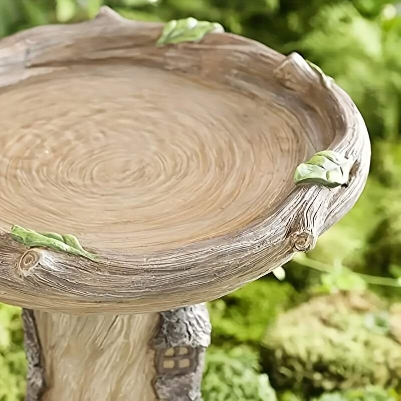 1pc Outdoor Tree House Shape Bird Bath, Basin With Brown Base Wild Bird Feeder, Garden Resin Bird Feeder For Outdoor Decor Garden Lawn Yard Decor