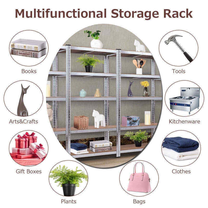 72 Inch 5-Shelf Steel Garage Storage Rack Display Stand with Adjustable Shelves