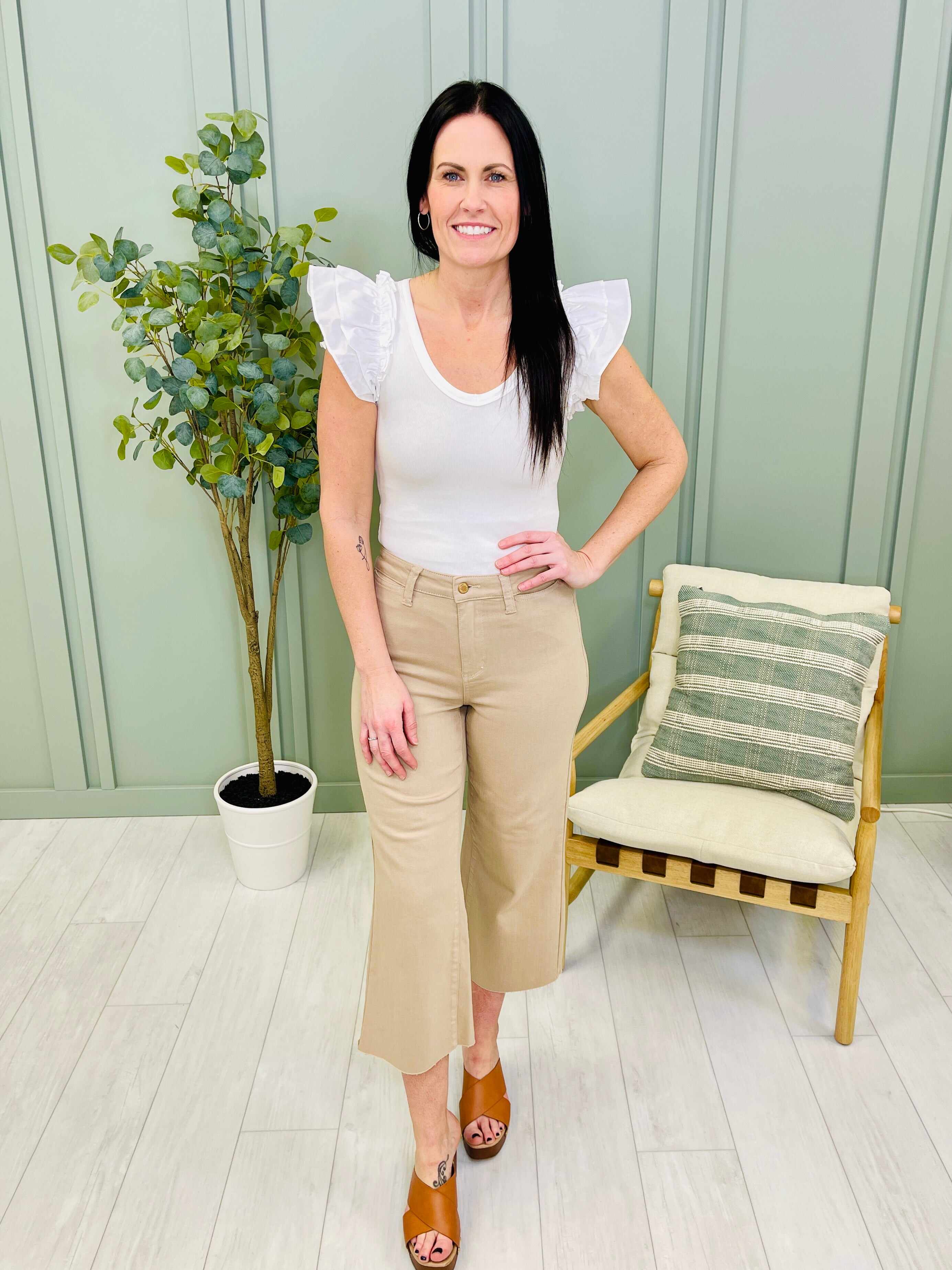 RESTOCK! REG/CURVY Khaki Girl Cropped Wide Leg Jeans