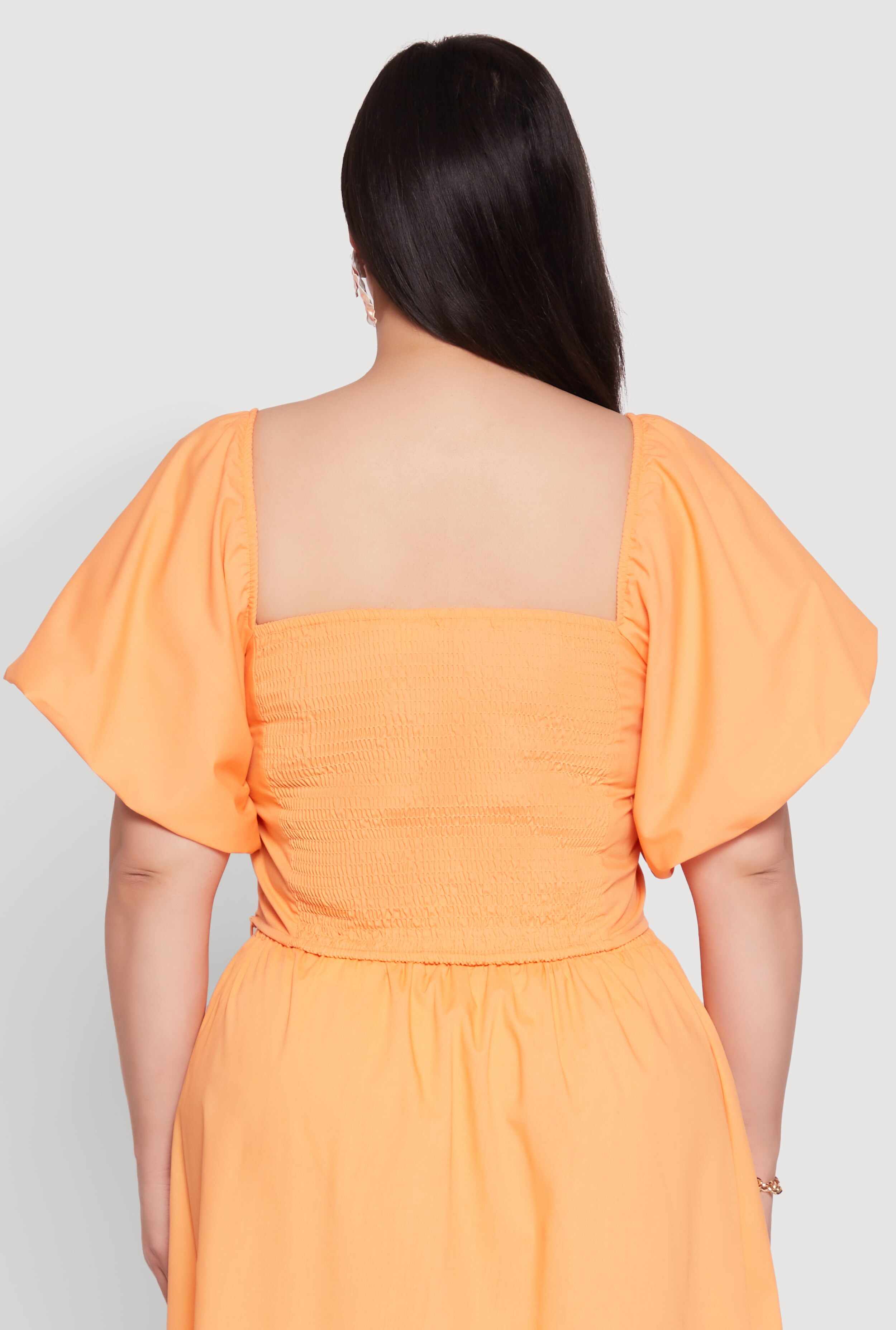 Plus Size Smocked Back Poplin Crop Top