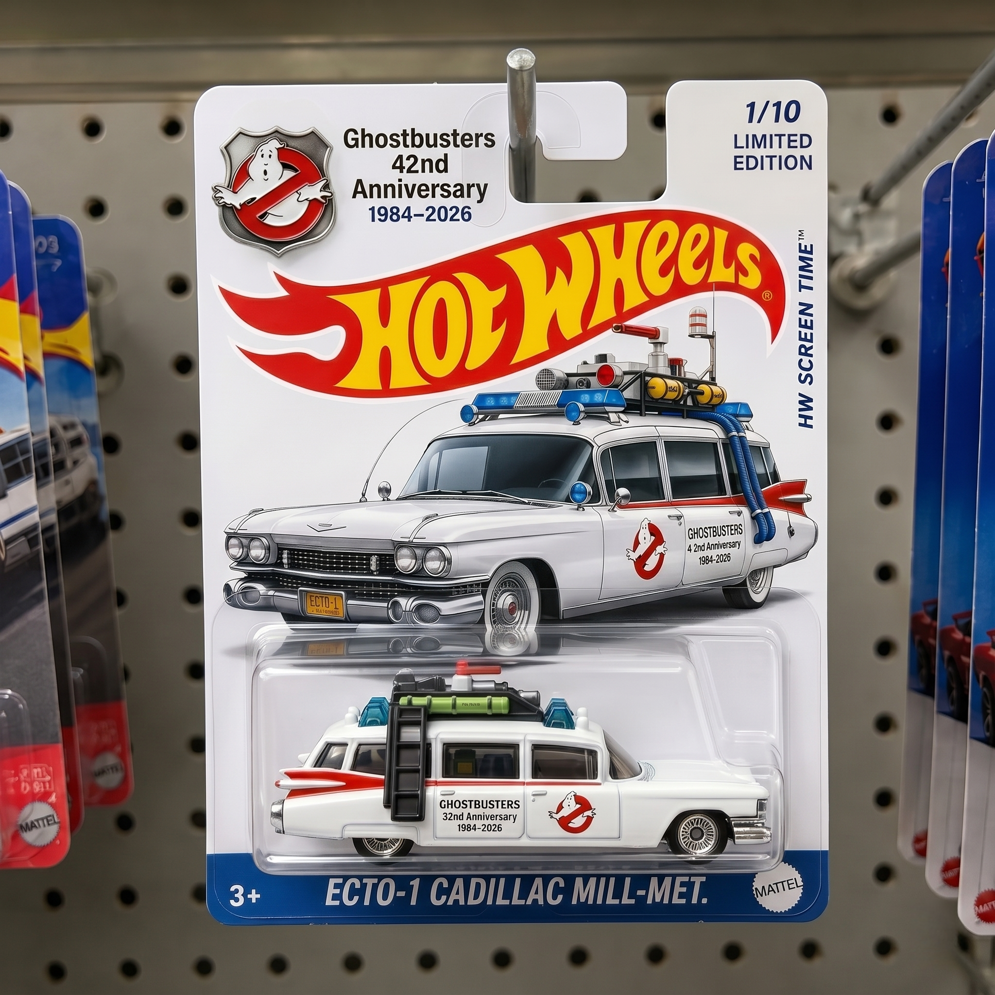 Hot Wheels Ghostbusters  42TH Anniversary ECTO-1 Cadillac Mill-Met Collector Car