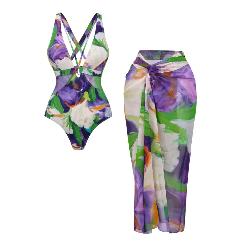 Oil Painting Of Calla Lilies Print Swimsuit Set