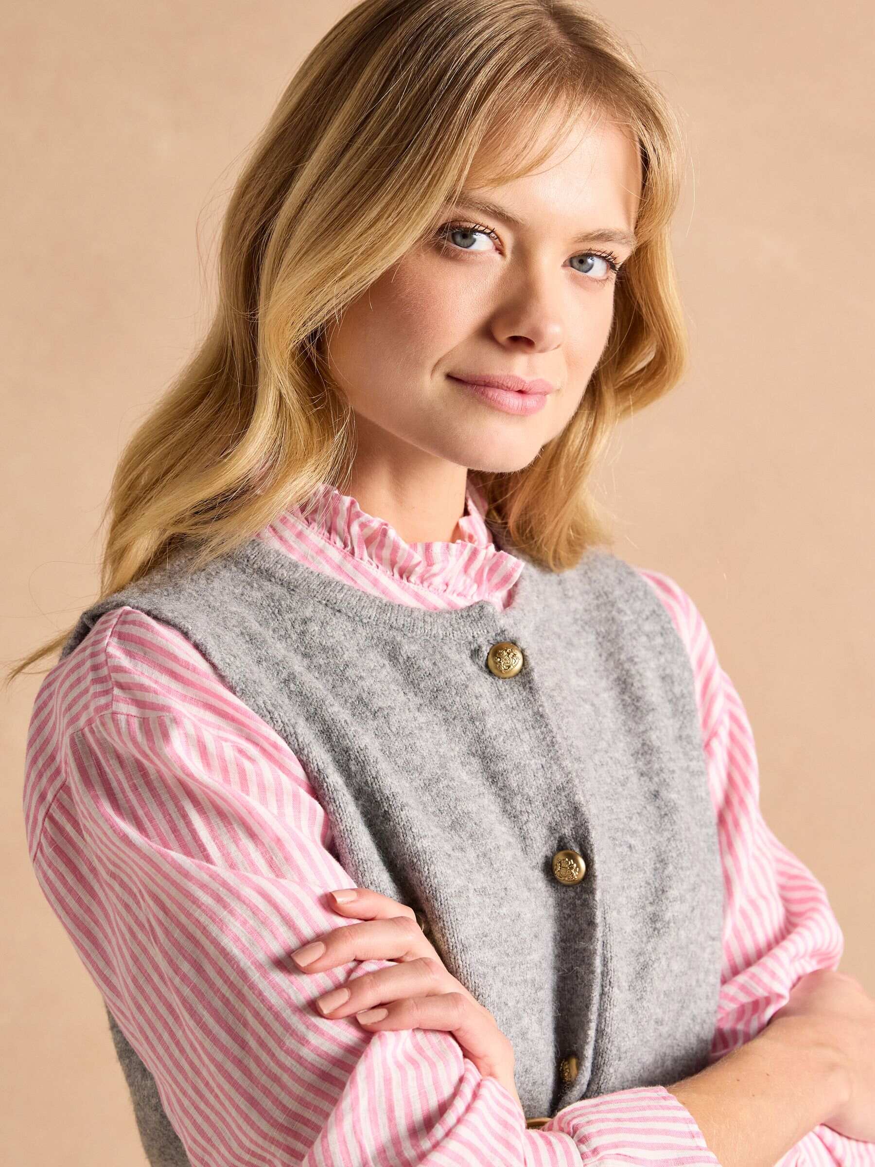 Holly Pink Button Through Knitted Vest