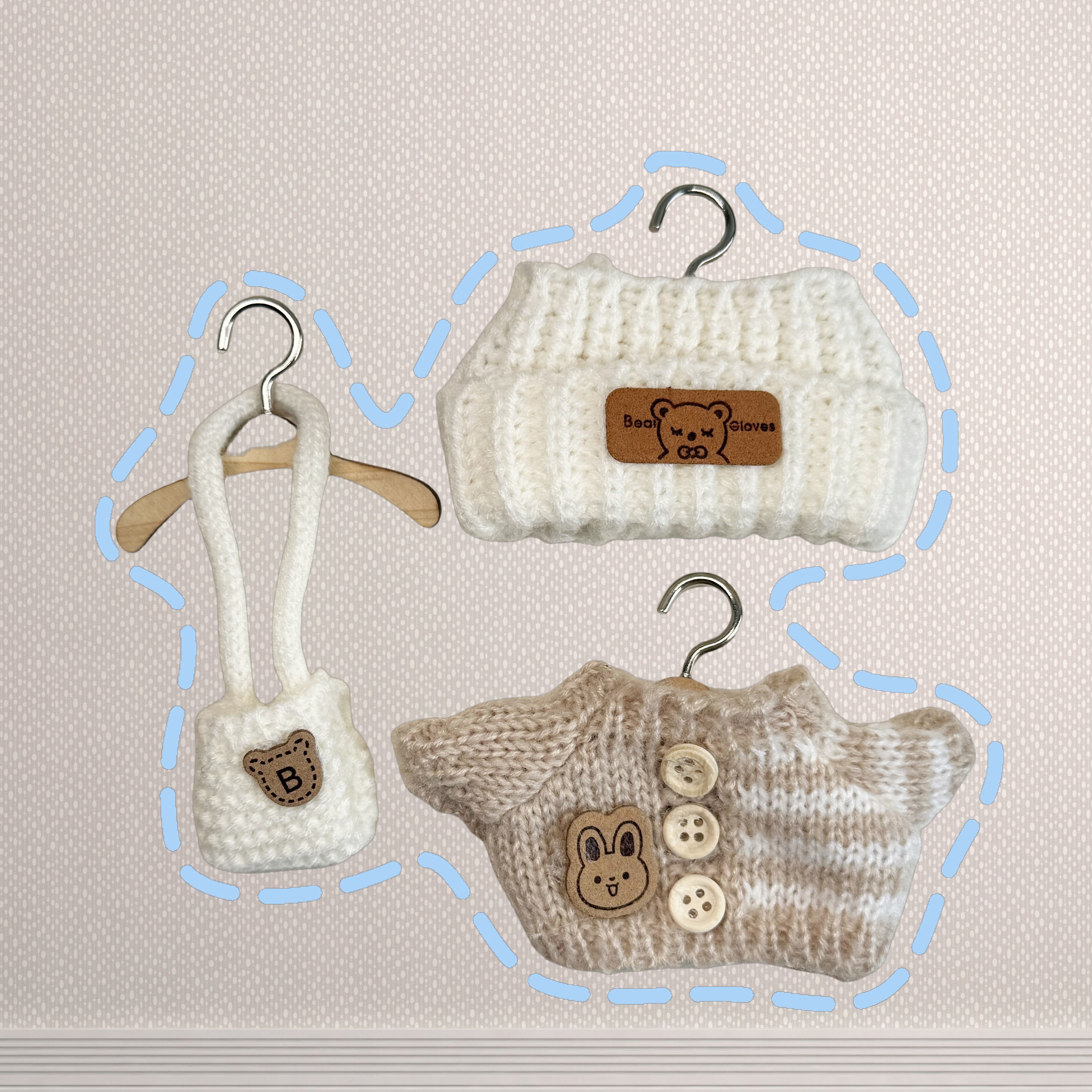 3-Piece Handcrafted Crochet Doll Clothes - Premium Dolls Outfit with Accessories, Hand Crocheted Hat, Sweaters, Bag, Compatible with 5.91-6.7inch Dolls as Accessories Only