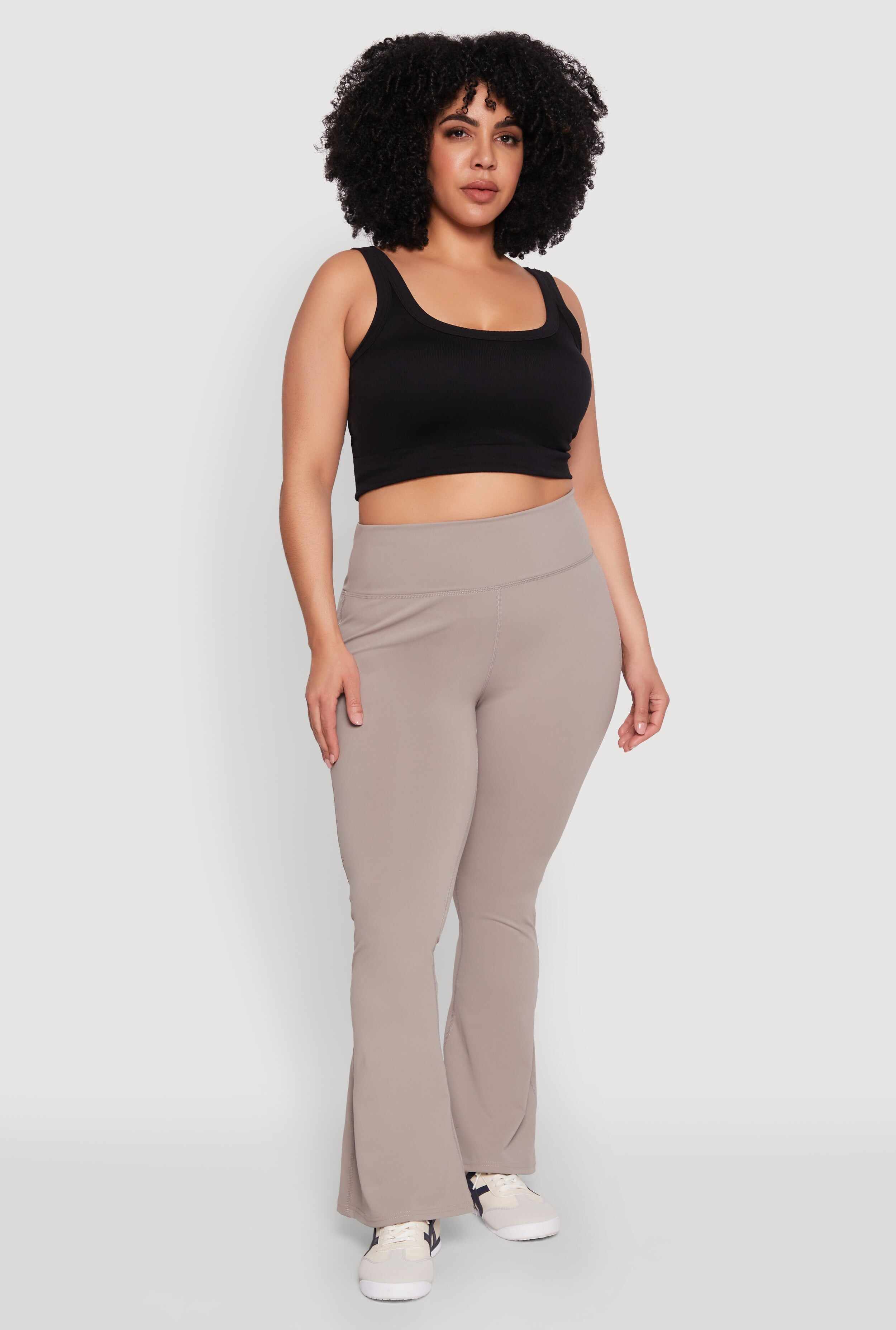 Plus Size Snatched High Waisted Flared Active Pants