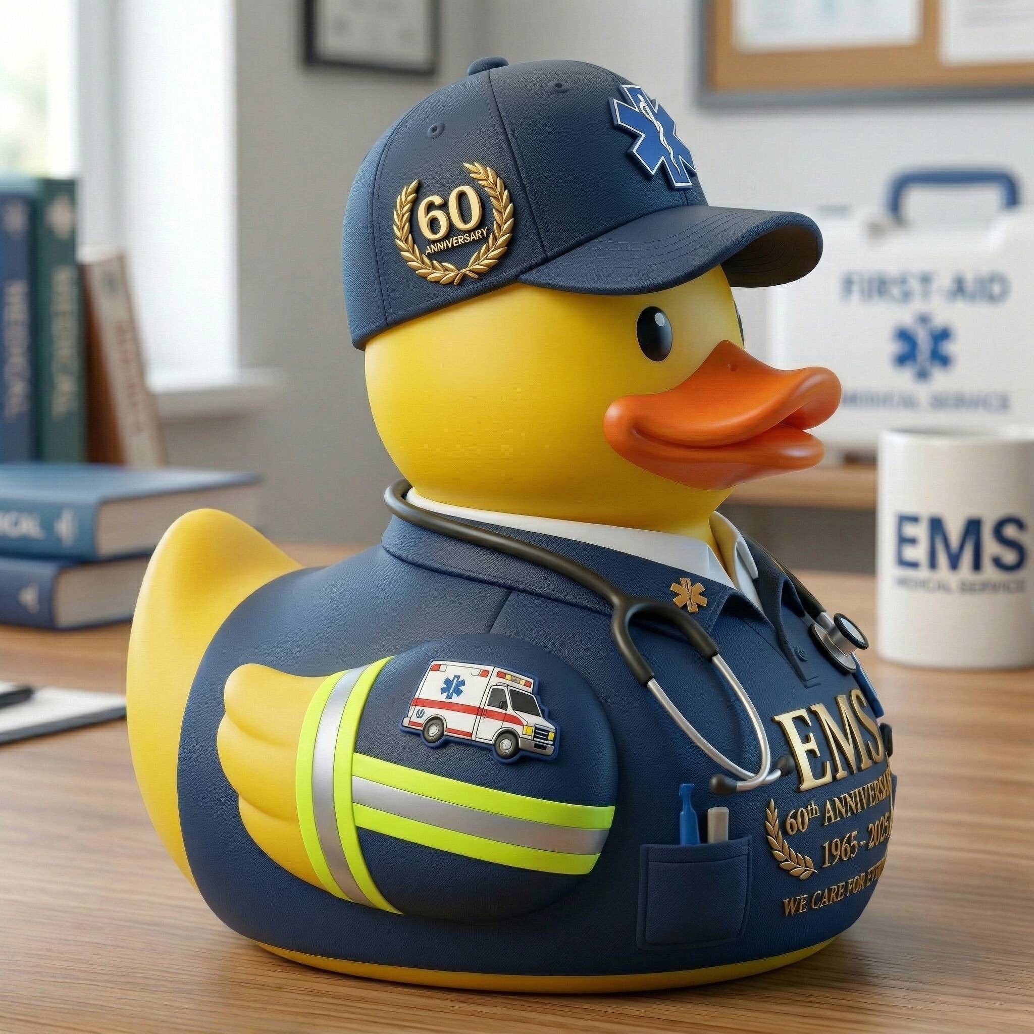 EMS 60th Anniversary Emergency Medical Services Rubber Duck