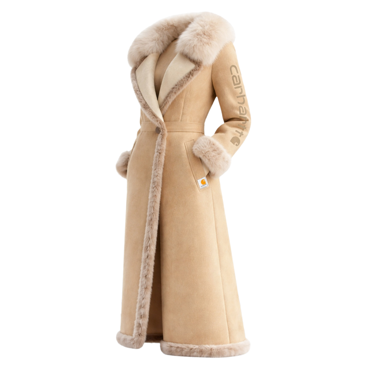 Women's Retro Fur Collar Long Wool Coat
