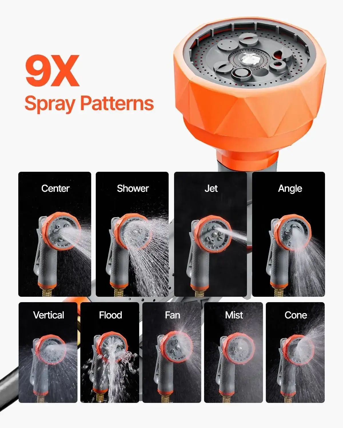 Retractable Garden Hose Reel,  5/8 Inch x 100 ft Wall Mounted, Heavy Duty with 9-Pattern Nozzle, Adjustable Length Lock, Upgraded Slow Return System & 180° Swivel Bracket