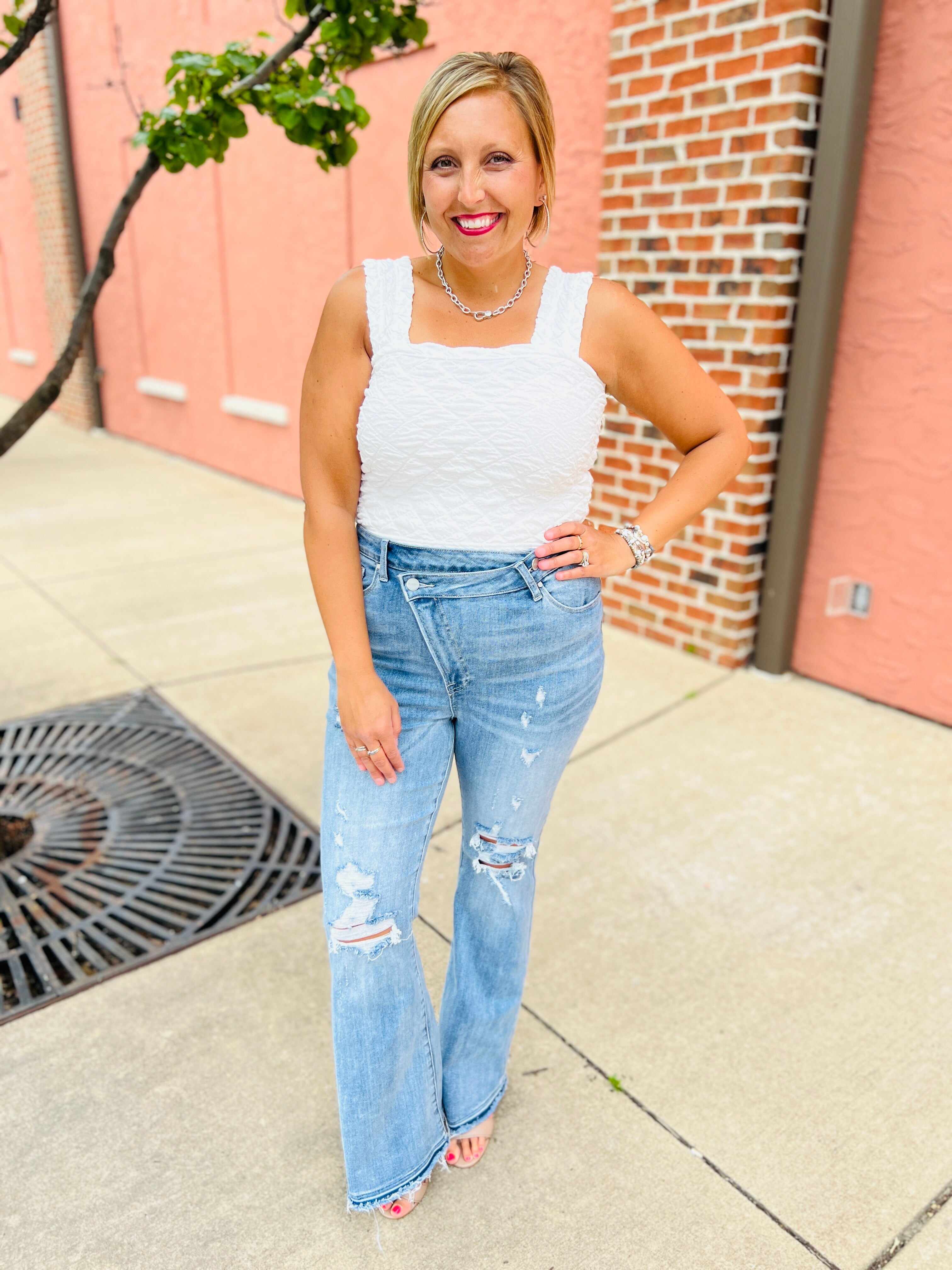 Risen Plus/Reg Make Them Stare Crossover Flare Jeans