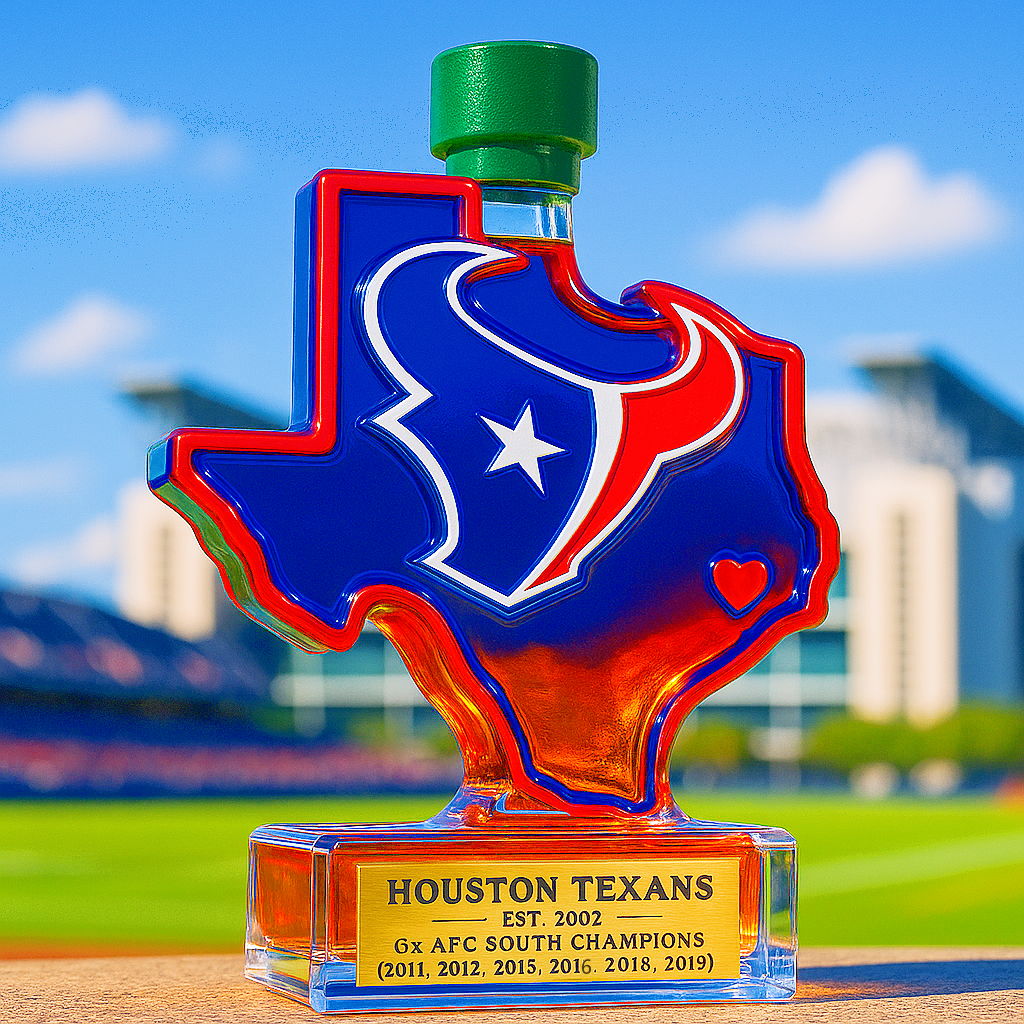 Houston Texans State Map Whiskey Bottle