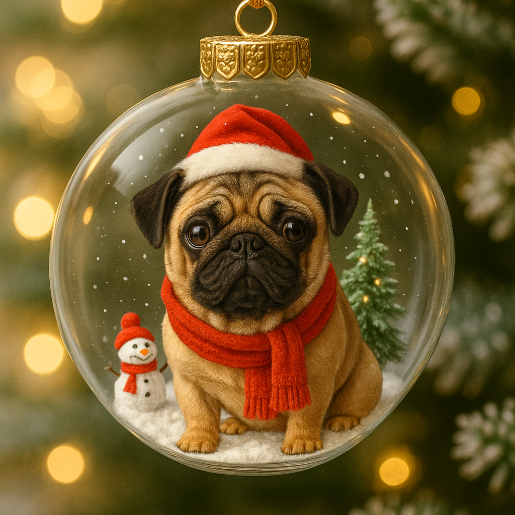 Dog Snow Globe Xmas Tree Ornaments