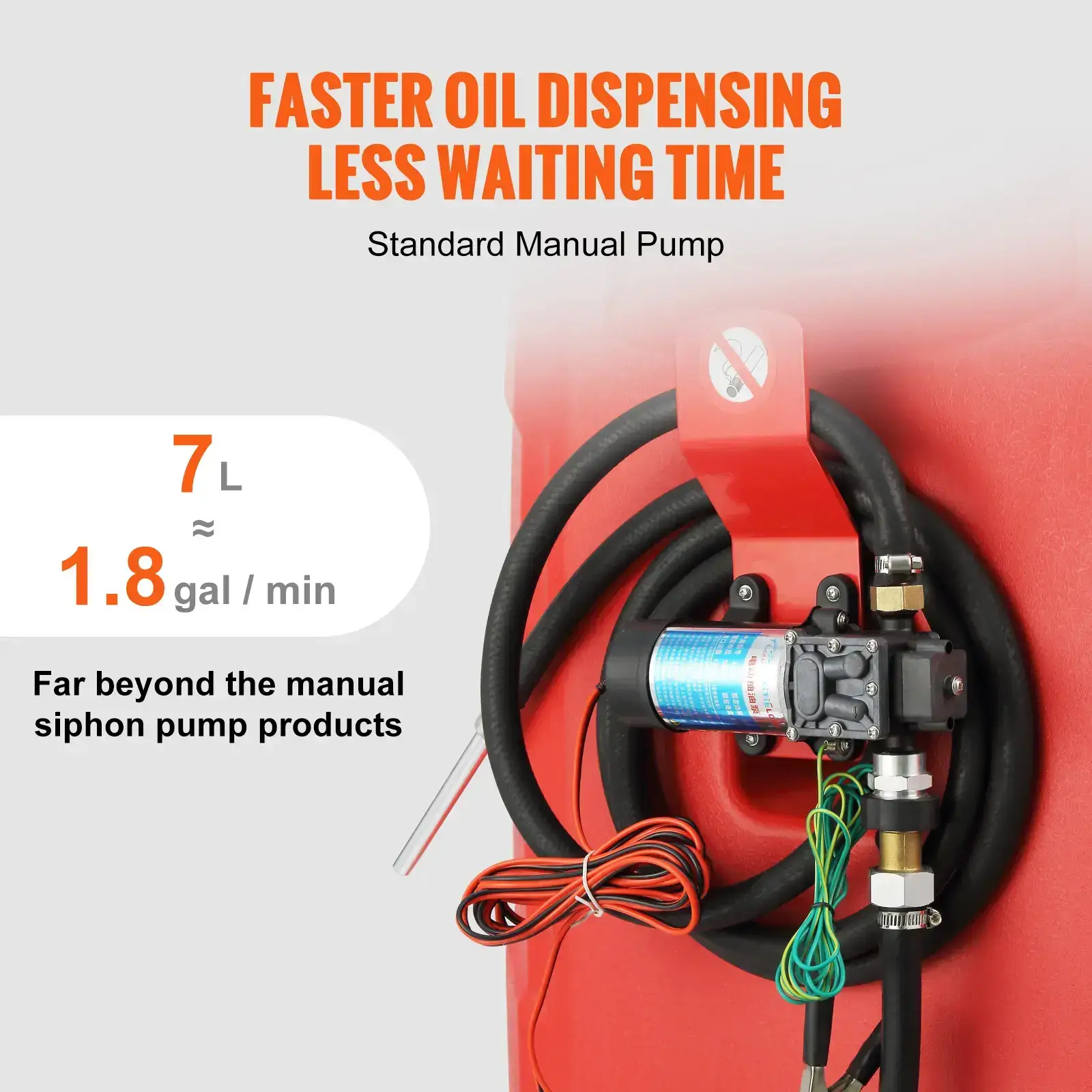 Fuel Caddy,, 32 Gallon, Portable Fuel Storage Tank On-Wheels, with 12V DC Transfer Pump, Gasoline Diesel Fuel Container with 8.2 ft Hose, Flow Rate 7L/min, for Trucks, Boats, Lawn Mowers