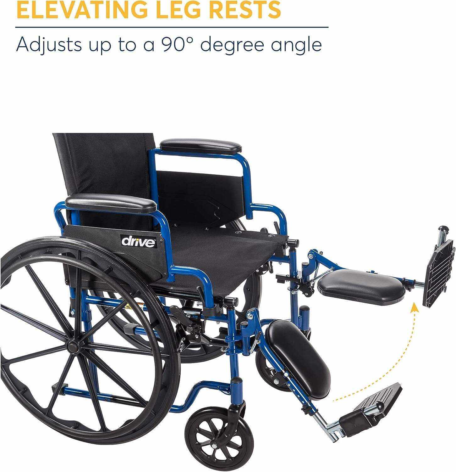 Drive Medical BLS18FBD-ELR Blue Streak Lightweight Wheelchair with Swing-Away Elevating Leg Rests and Flip-Back Arms