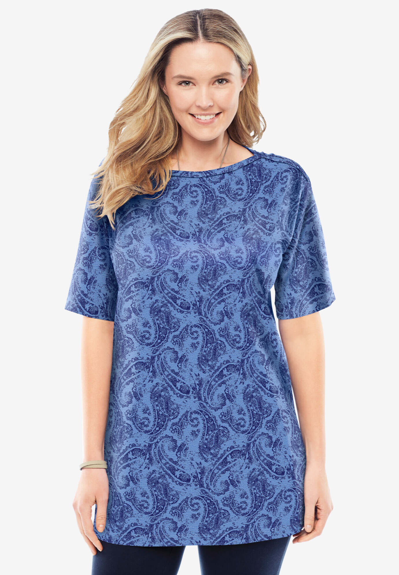 Perfect Printed Short-Sleeve Boatneck Tunic