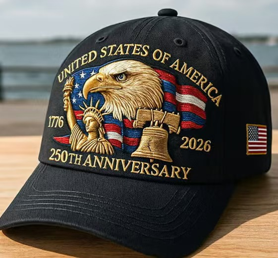 USA 250th Anniversary Embroidered Cap with Eagle Head – Vintage Sunvisor Hat