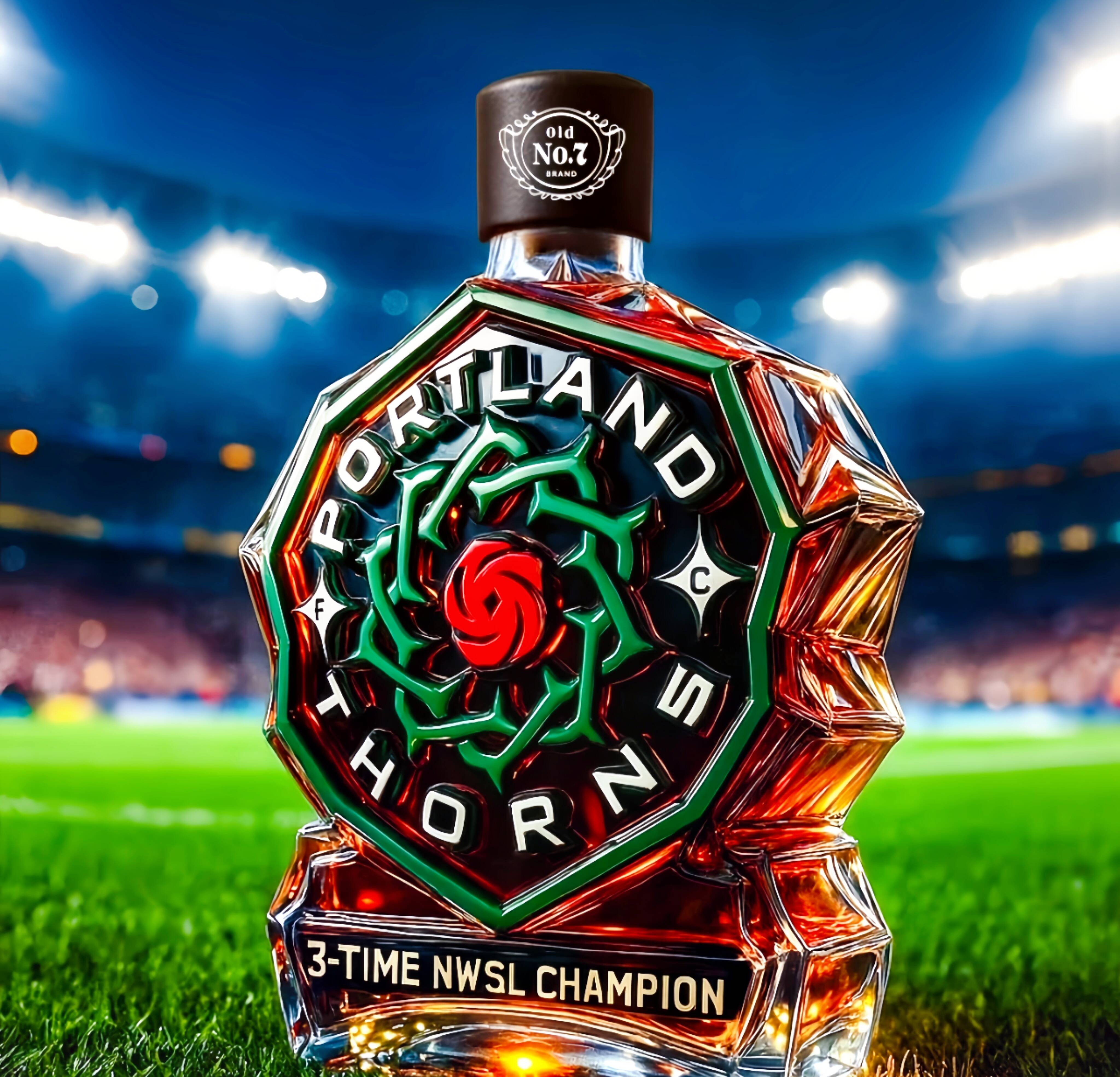 Portland Thorns FC 3-time NWSL champion whiskey bottle