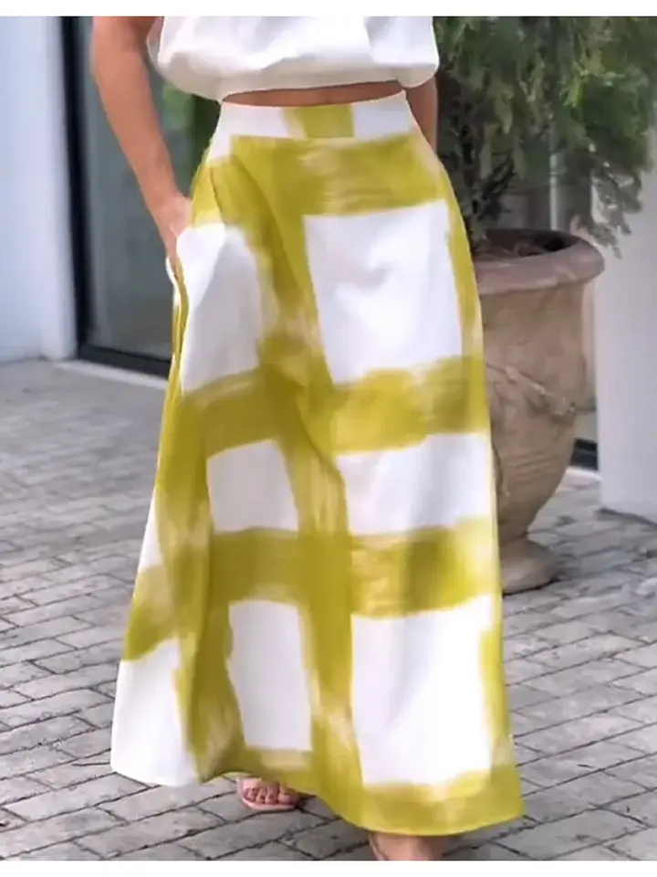 🔥Summer Arrivals🌟Women's Brushstroke Print Cotton and Linen Skirt