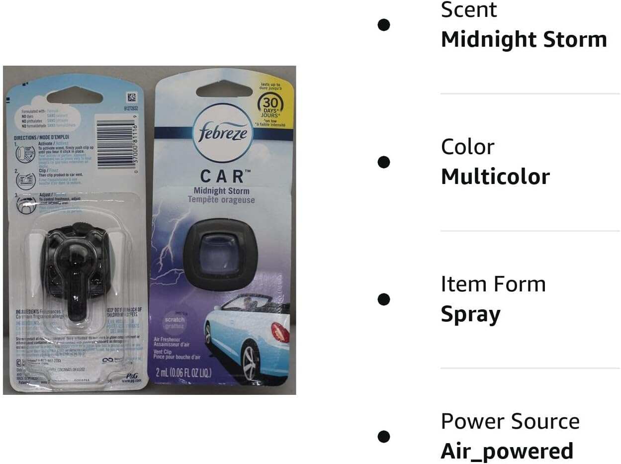 Febreze Car Air Fresheners, New Car Scent, Odor Eliminator for Strong Odors Car Vent Clips (2 Count)