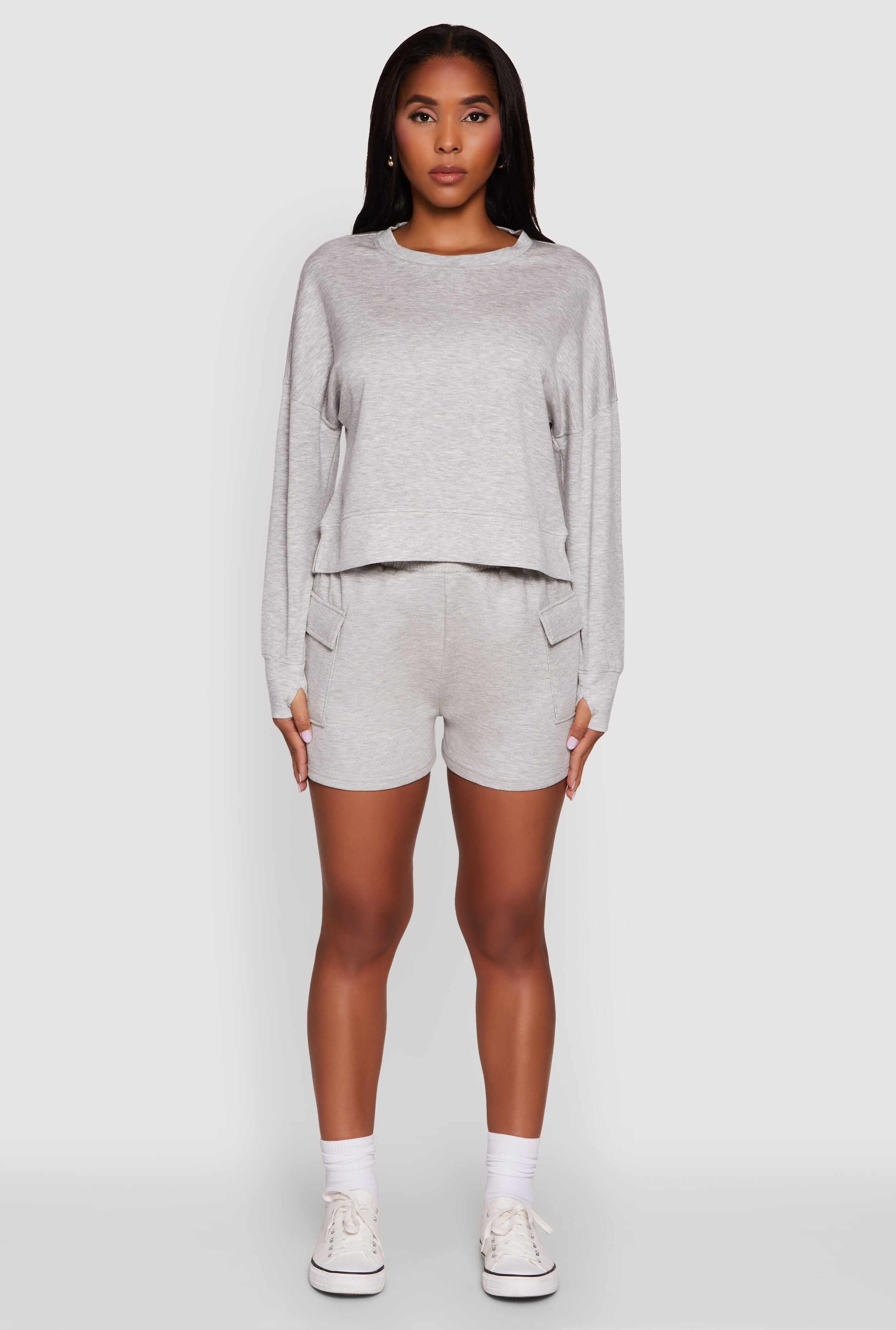 Trendy Soft Knit Pull On Cargo Shorts