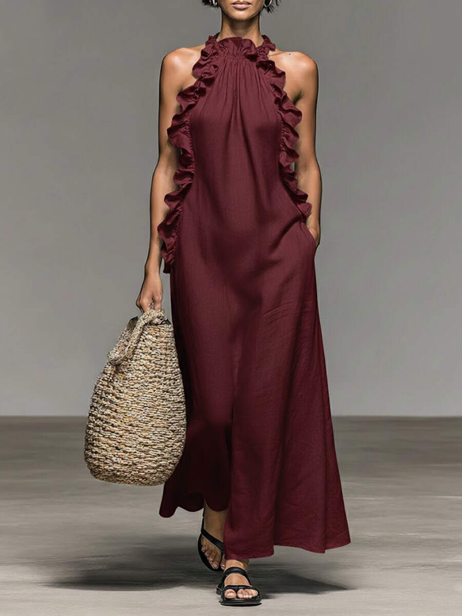 🔥Summer Arrivals🌟Women's Stand-up Collar Sleeveless Casual Loose Cotton And Linen Dress