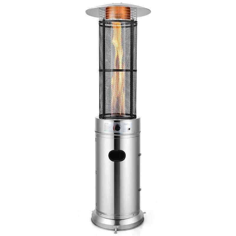 41000 BTU Stainless Steel Standing Round Glass Tube Propane Patio Heaters